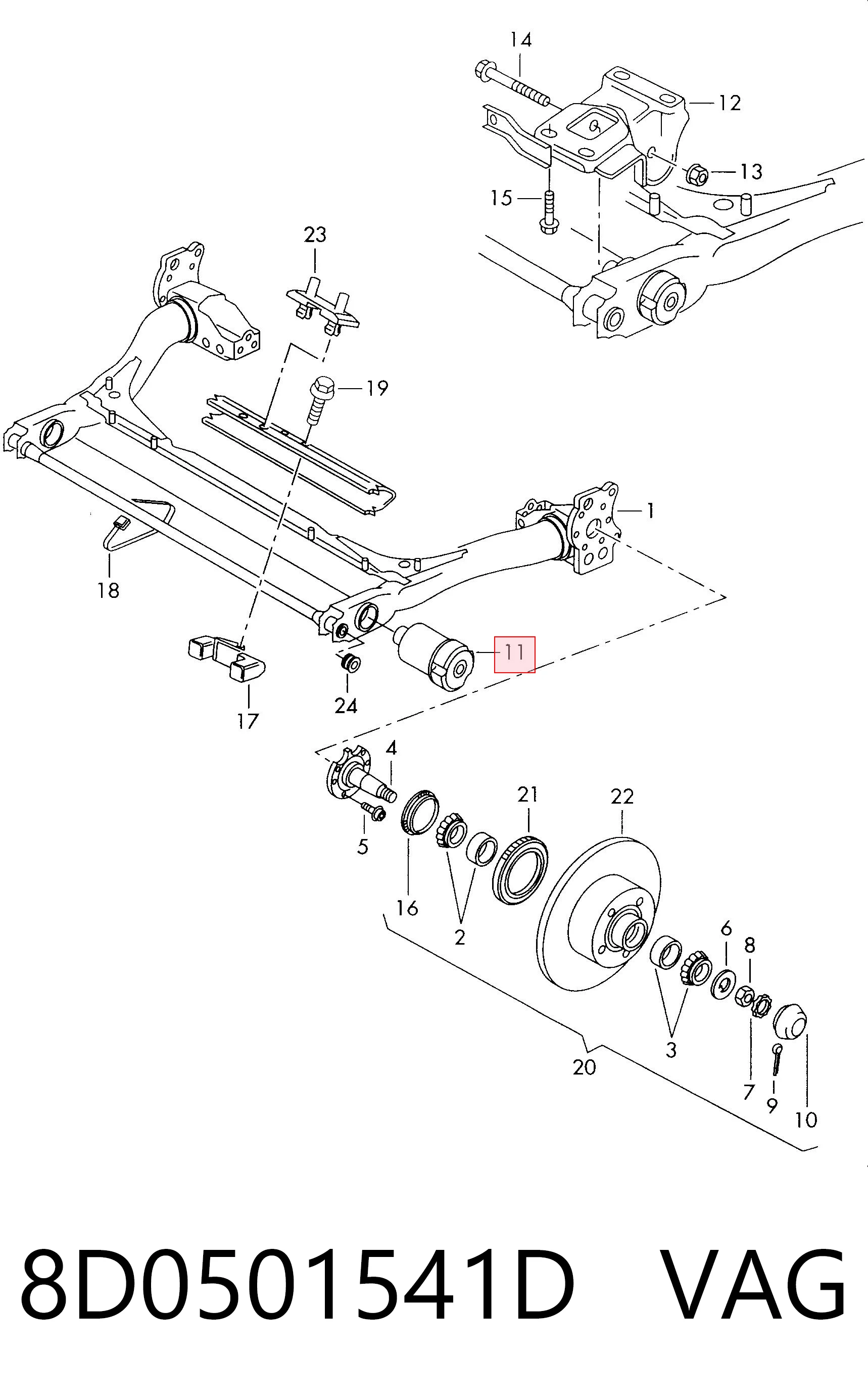 8D0501541D VAG Silentblock tylnej belki