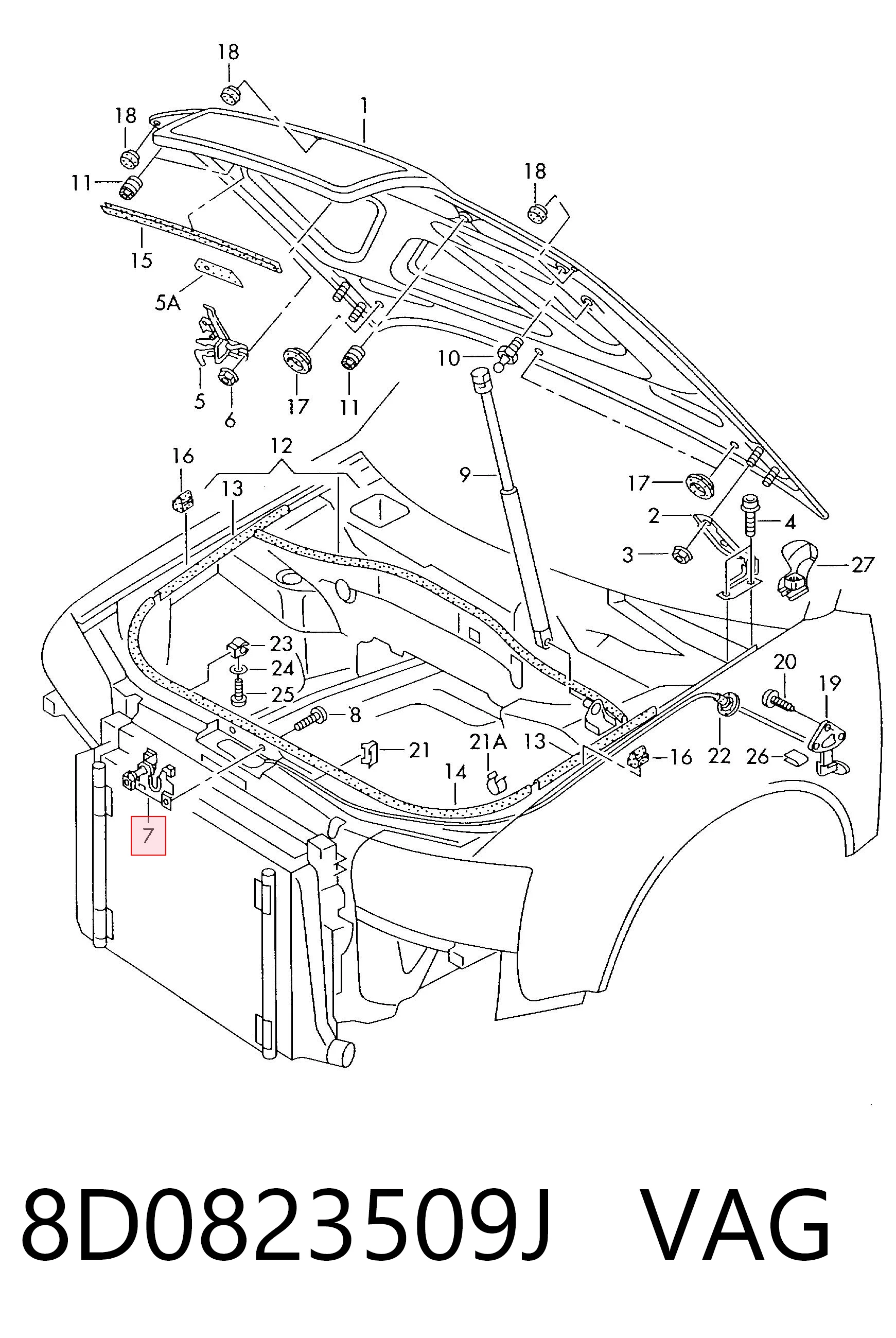 8D0823509J VAG Zamek maski