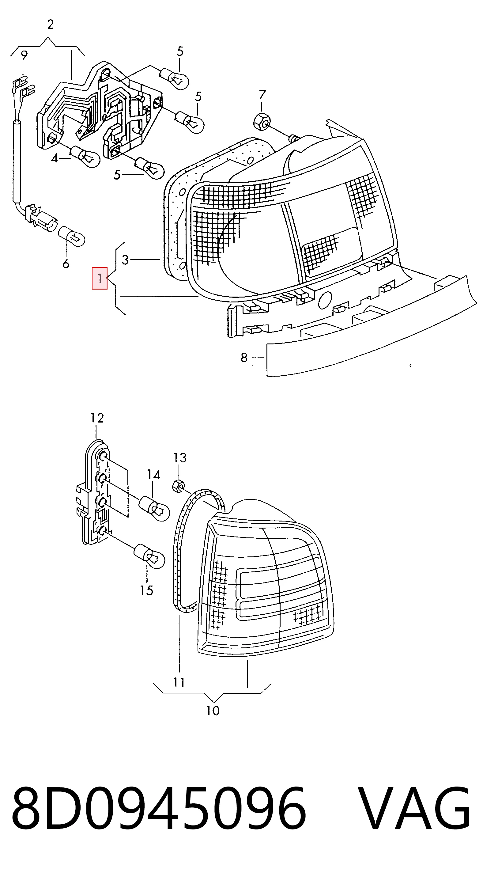 Lampa zespolona tylna prawa do Audi A4 B5 8D2