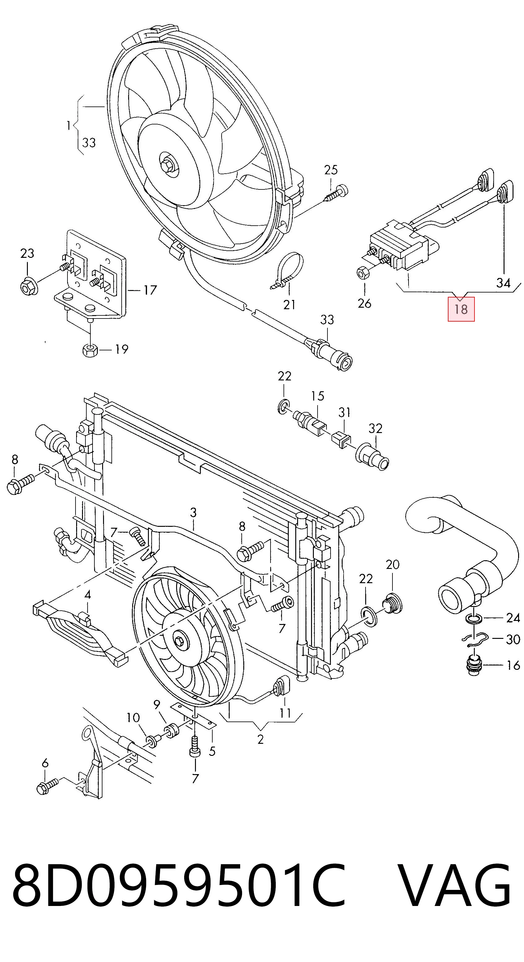 8D0959501C VAG Regulator obrotów wentylatora (sterownik)