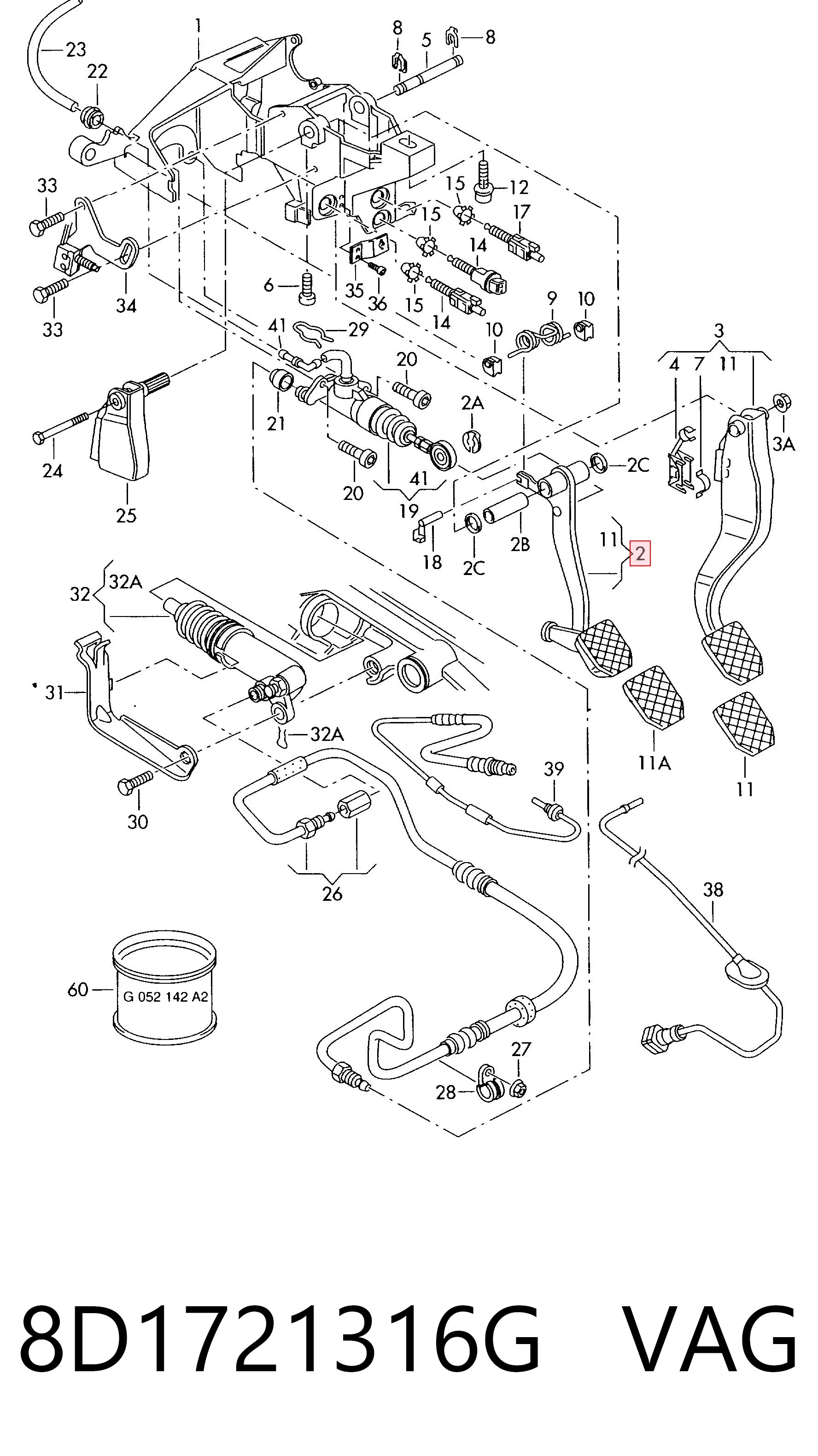 Pedał sprzęgła Audi A6 C5 sedana (4B2, 4B4) (1997 - 2005) cena, od 45,97 USD