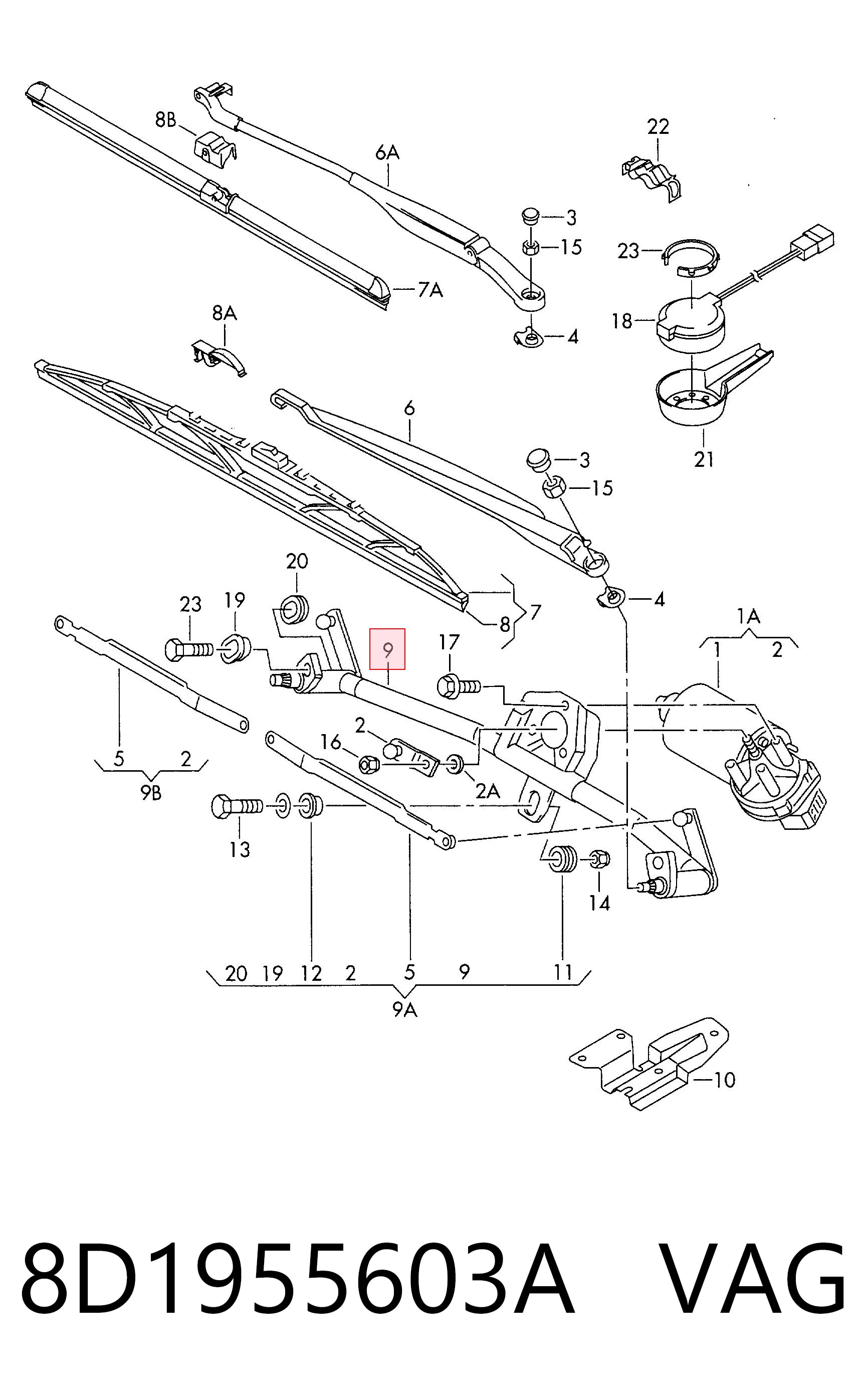 8D1955603A VAG Mechanizm wycieraczek