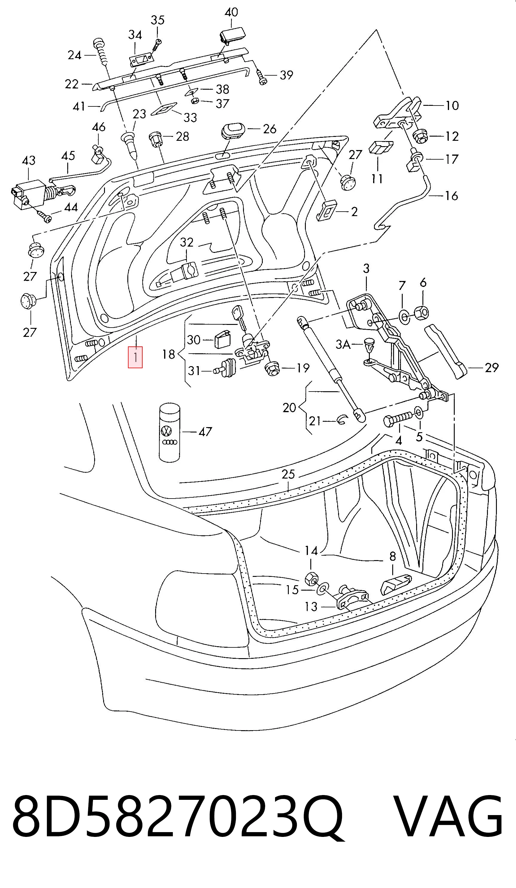 Klapa bagażnika do Audi A4 B5 8D2