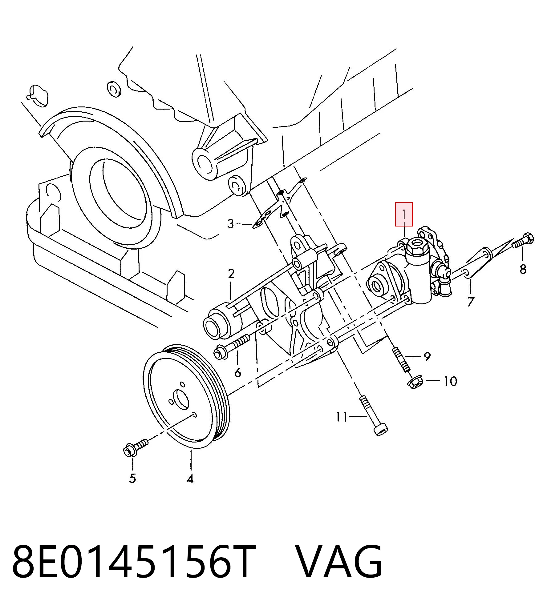 8E0145156T VAG Pompa wspomagania hydraulicznego kierownicy