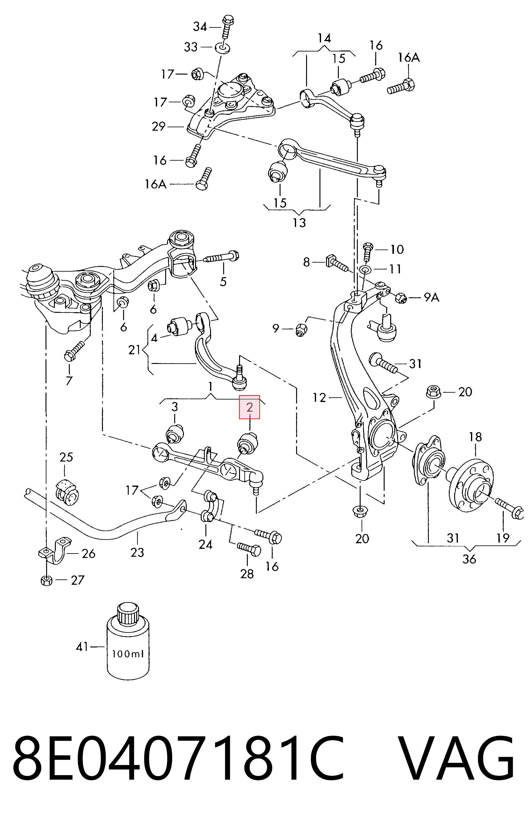 8E0407181C VAG Silentblock przedniego wahacza dolnego