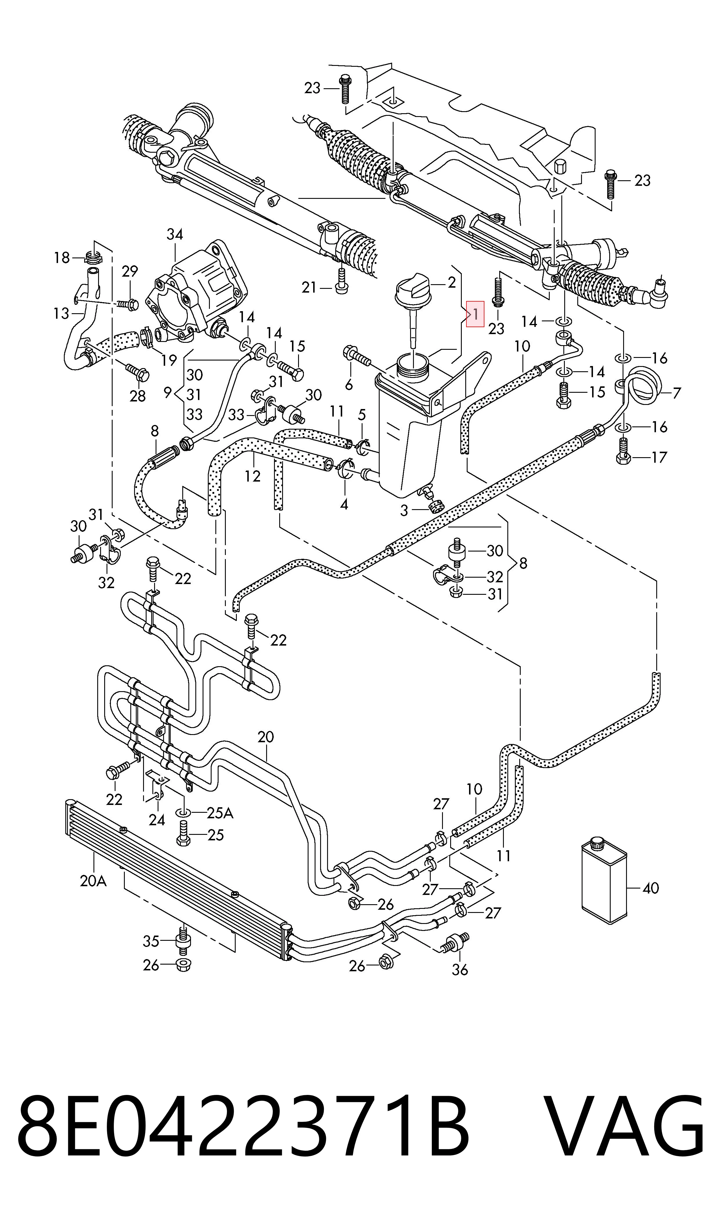 Zbiornik płynu wspomagania do Audi A4 B6 8E2