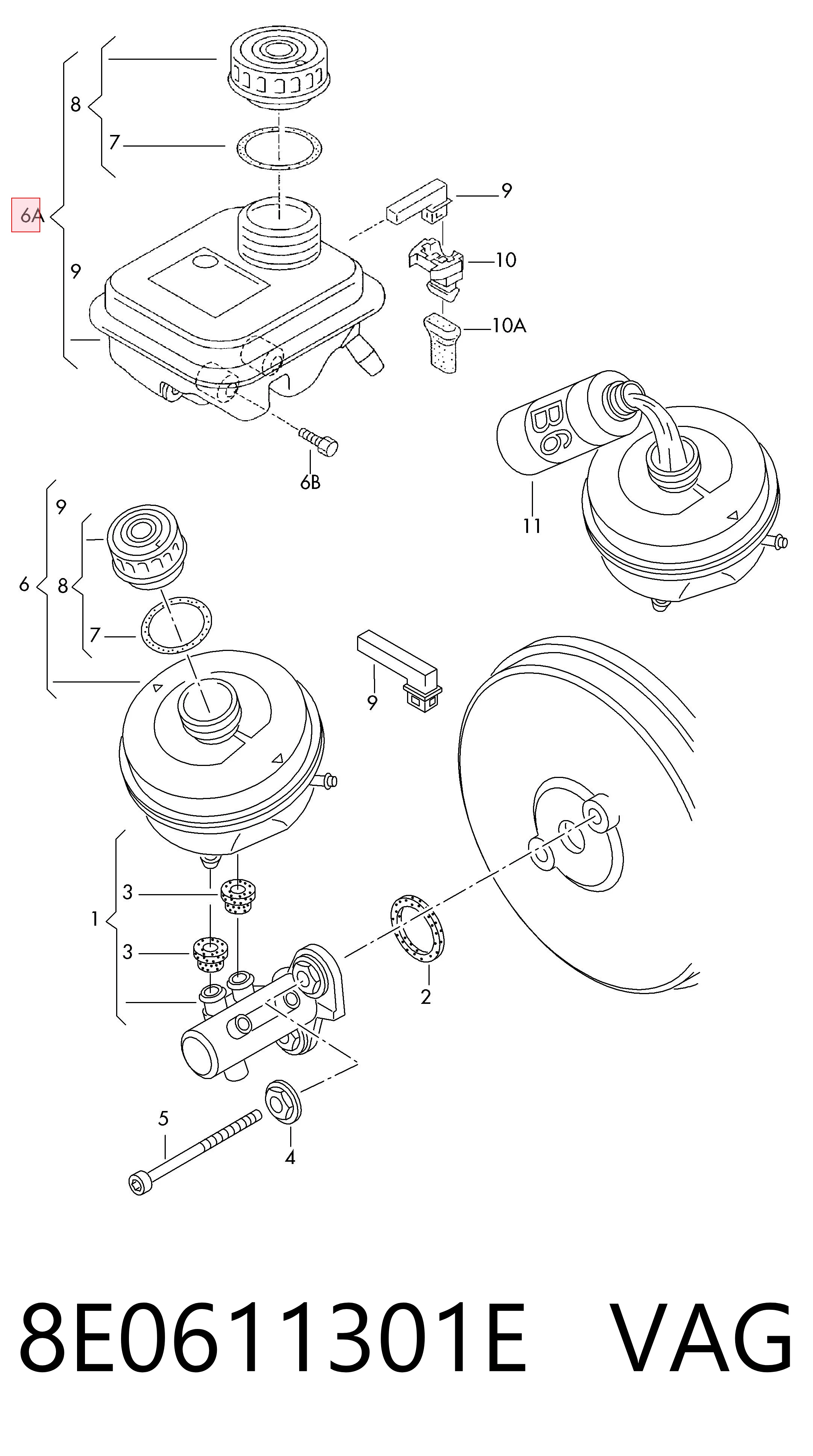 Zbiorniczek głównego cylindra hamulcowego (płynu hamulcowego) Audi A6 C5 sedana (4B2, 4B4) (1997 - 2005) cena, od 40,86 USD
