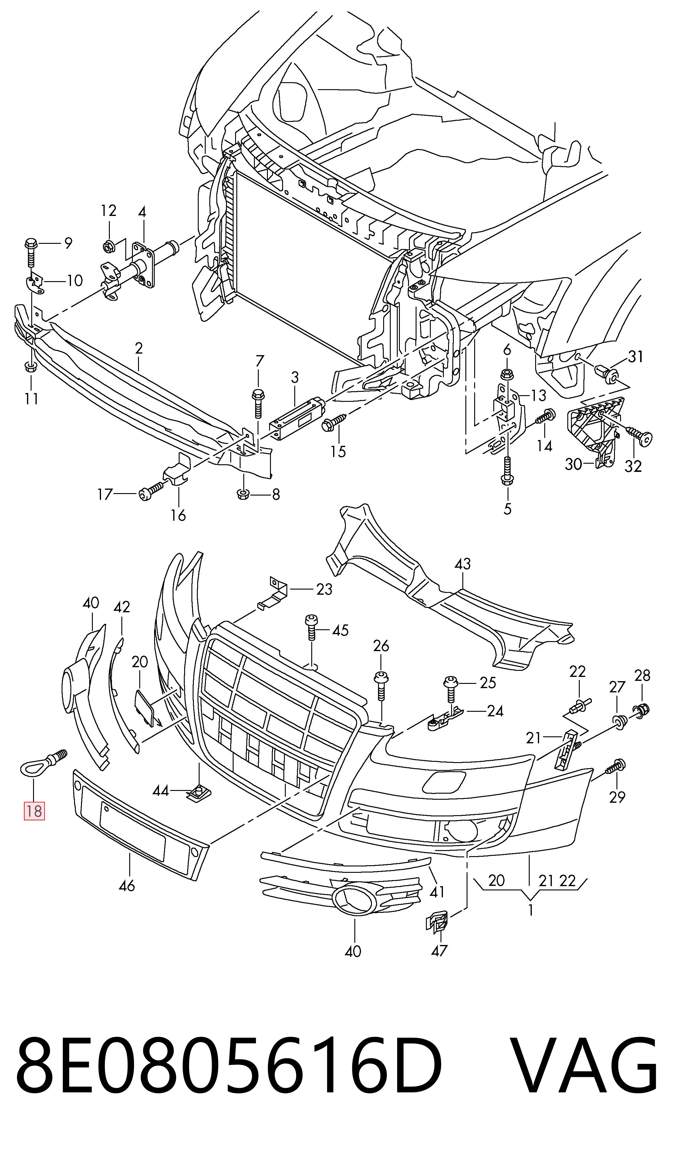 Do koszyka Hak holowniczy Audi A4 B6 8E2