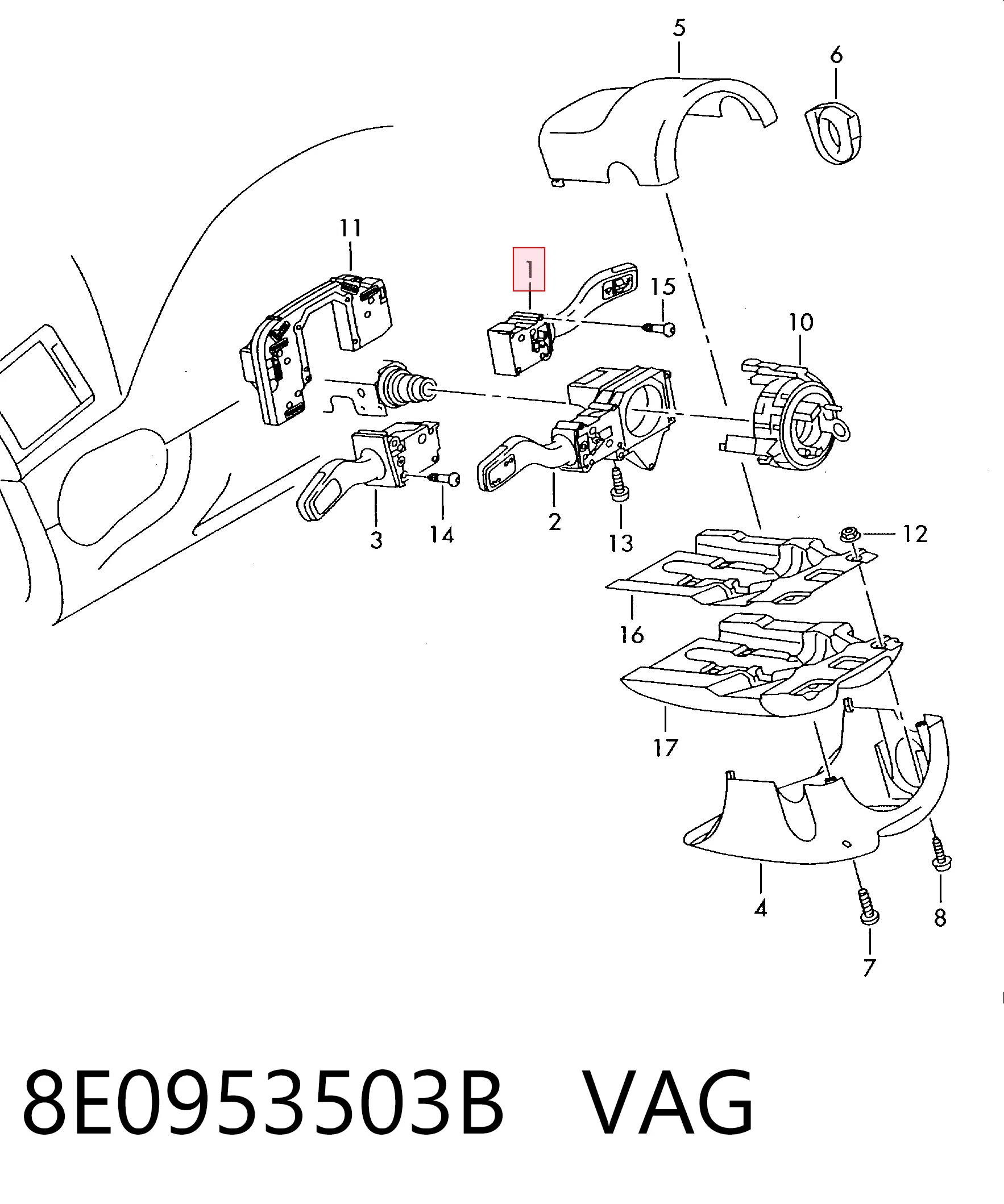 8E0953503B VAG Przełącznik zespolony prawy
