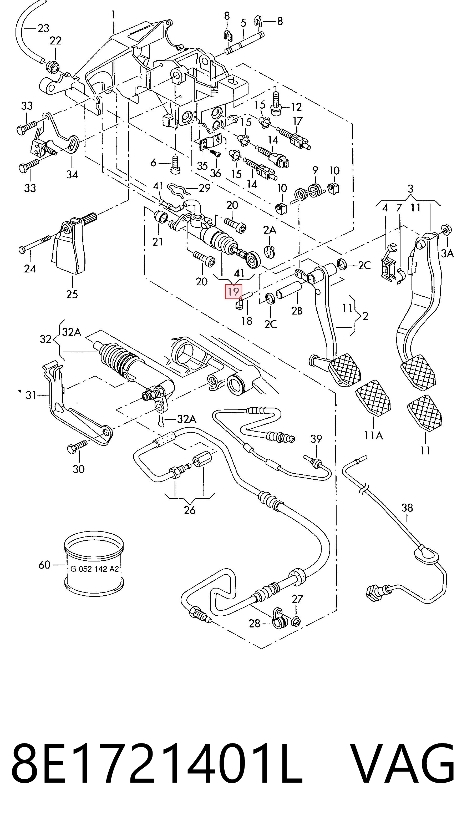 Do koszyka Cylinder sprzęgła główny Audi A4 B6 8E2