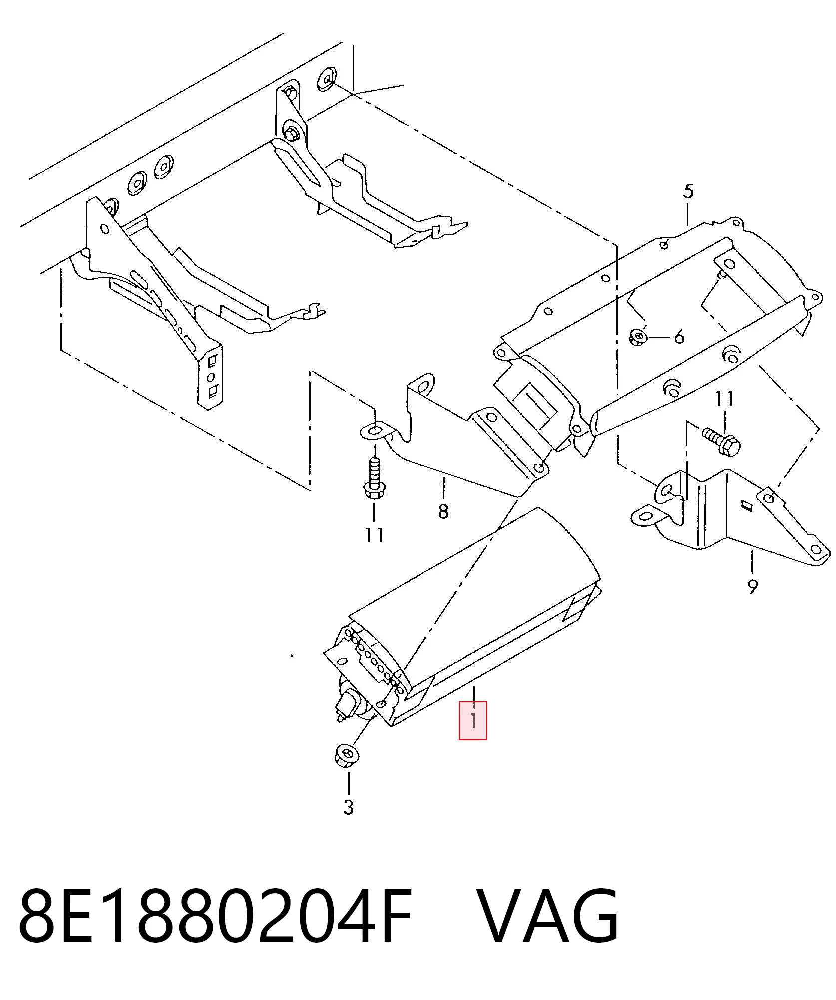 Poduszka powietrzna (Airbag) pasażera VAG 8E1880204F cena, od 100,45 USD