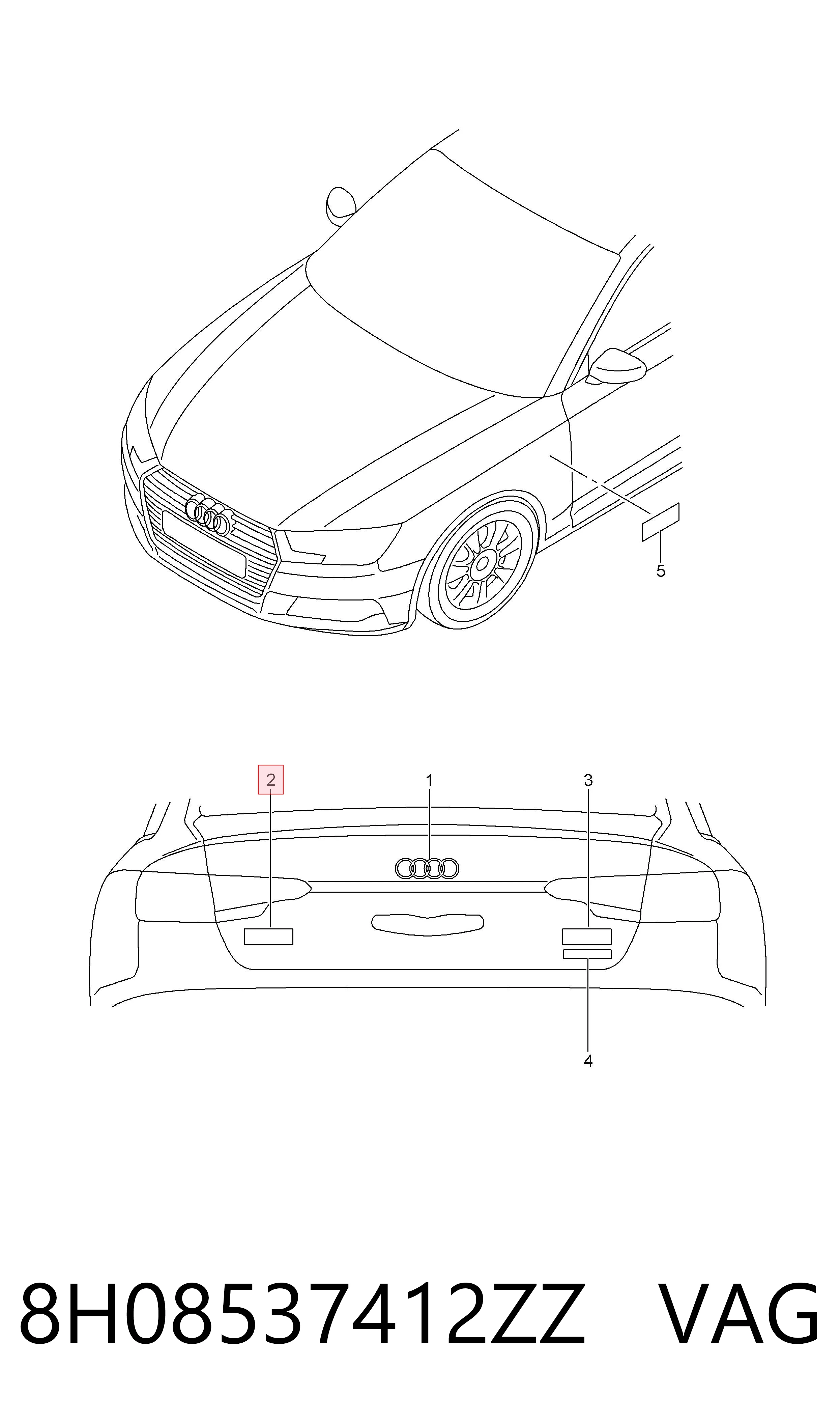 Emblemat na klapę bagaznika (znaczek firmowy) Audi A4 B8 sedana (8K2) (2007 - 2015) cena, od 93,96 USD