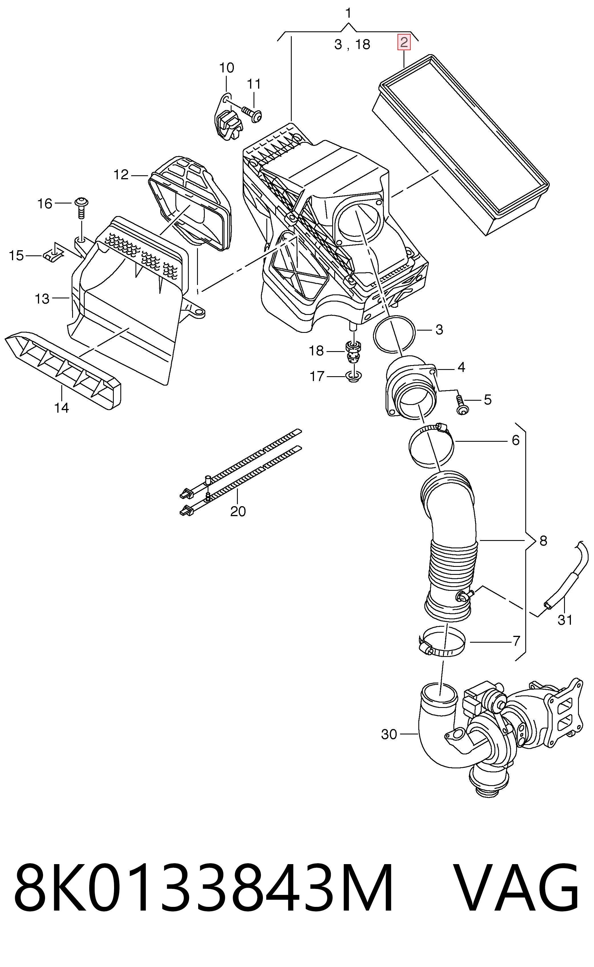 8K0133843M VAG Filtr powietrza