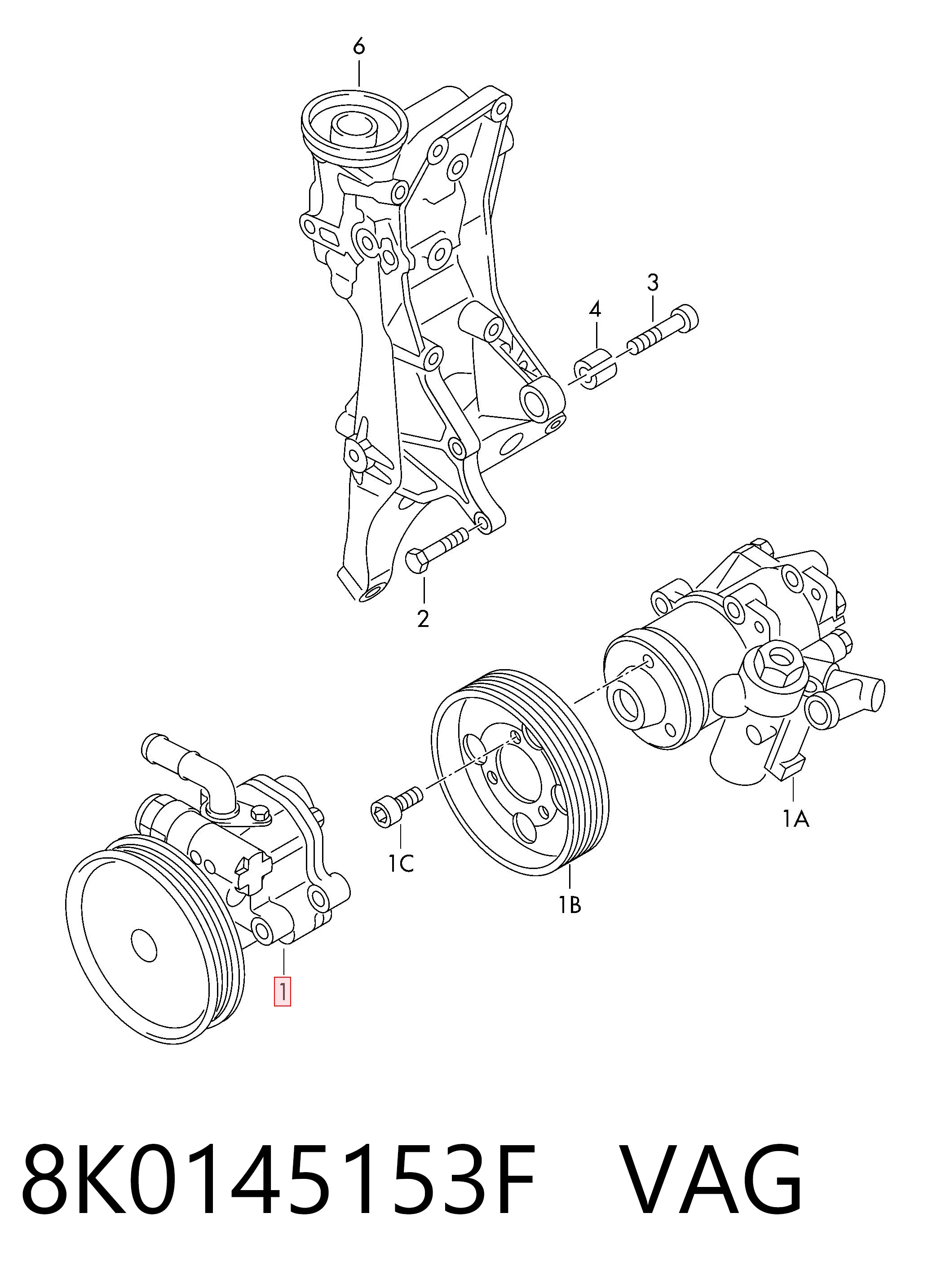 8K0145153F VAG Pompa wspomagania hydraulicznego kierownicy