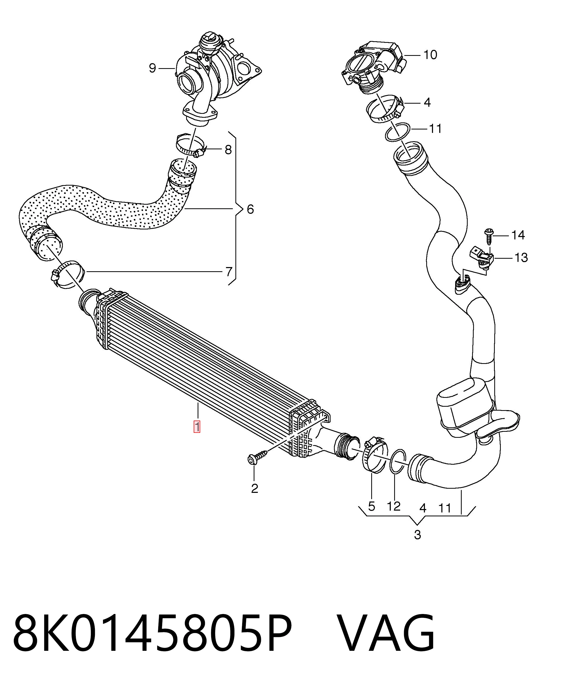8K0145805P VAG Chłodnica intercoolera