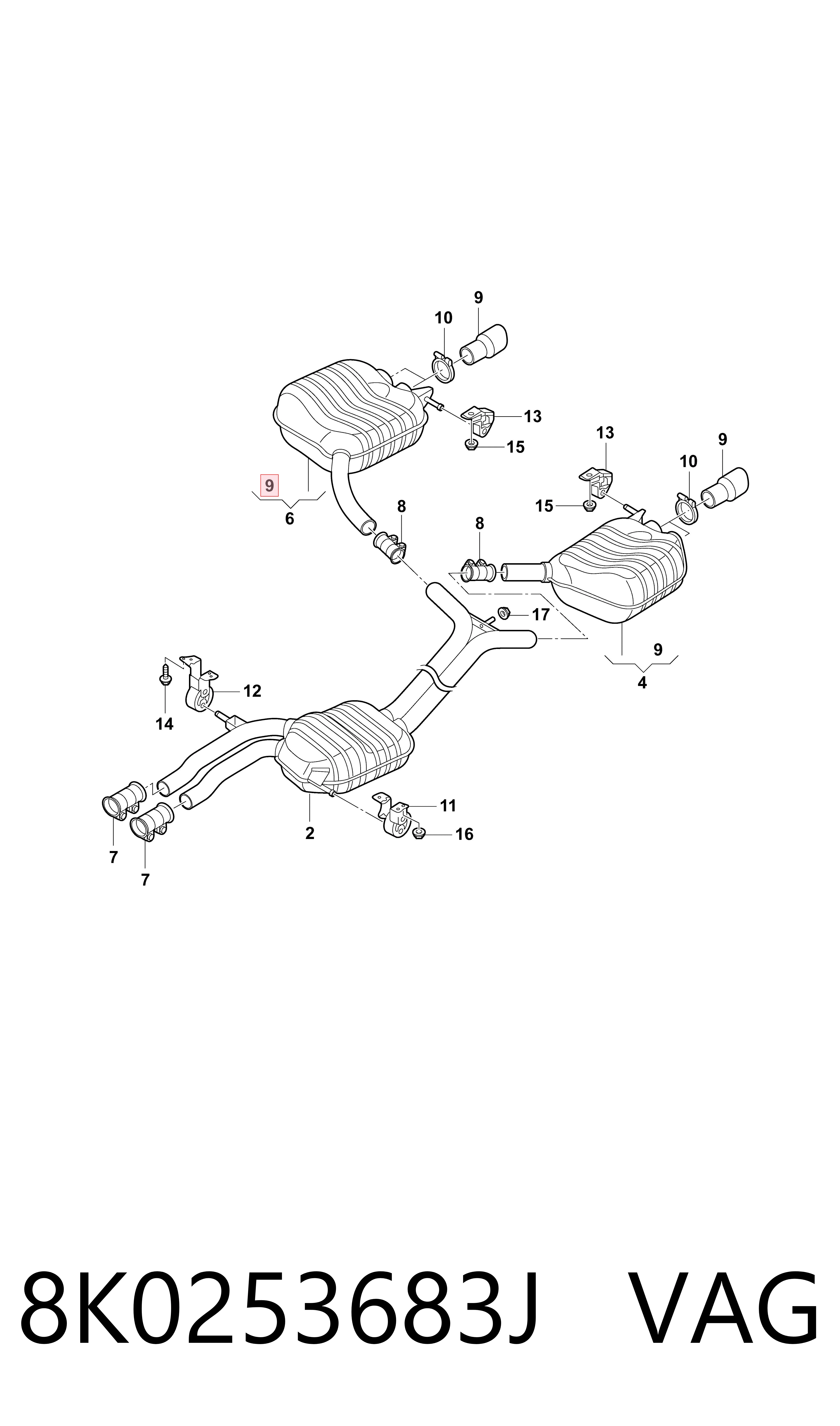 Tłumik, tylna część do Audi Q5  8RB