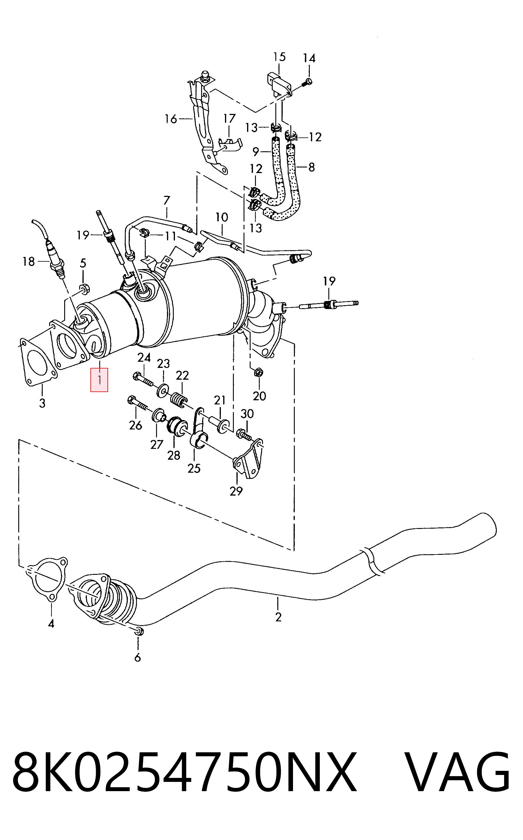 8K0254750NX VAG Konwerter-katalizator