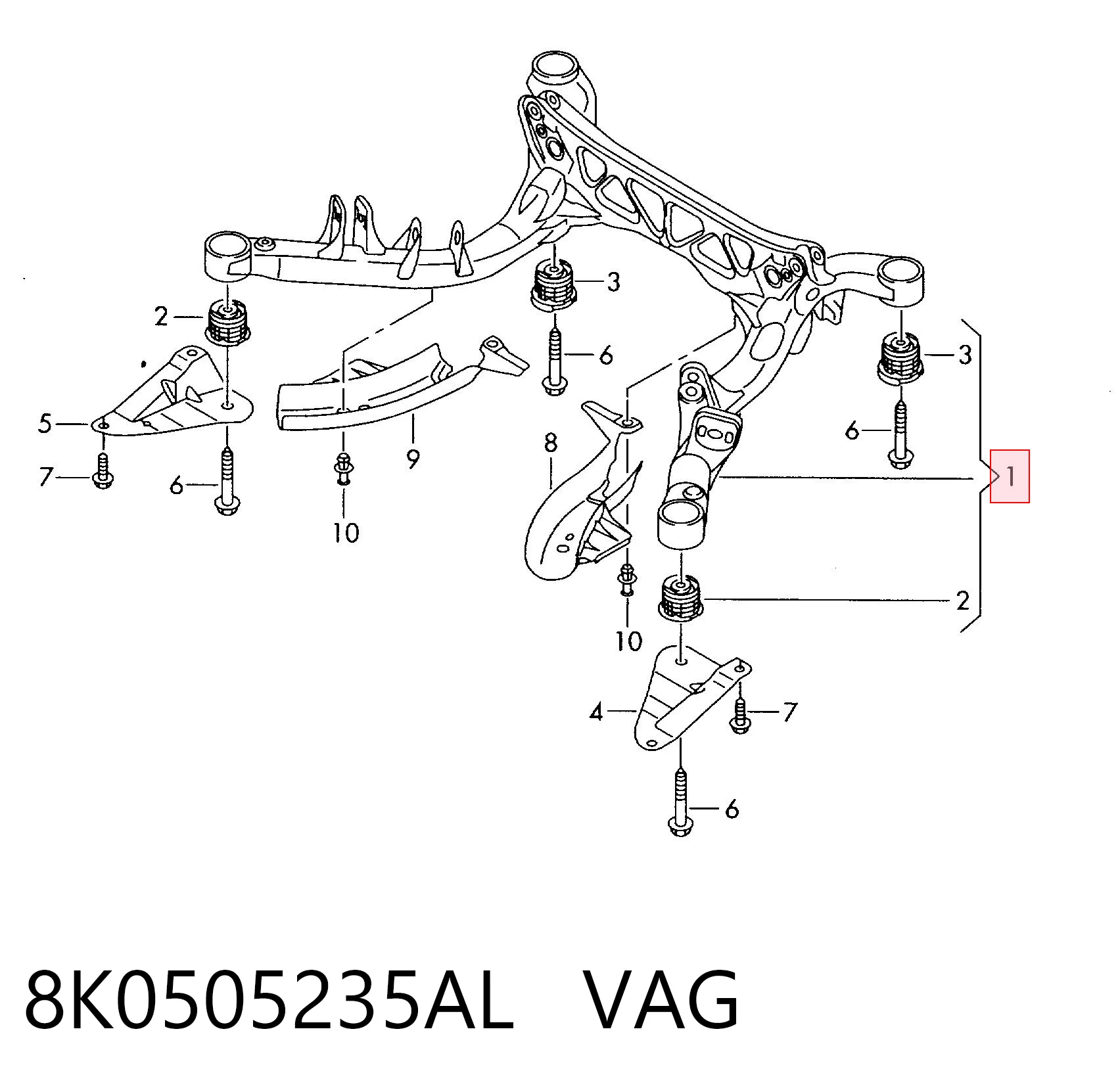 Korpus osi tylnej do Audi A4 B8 8K2