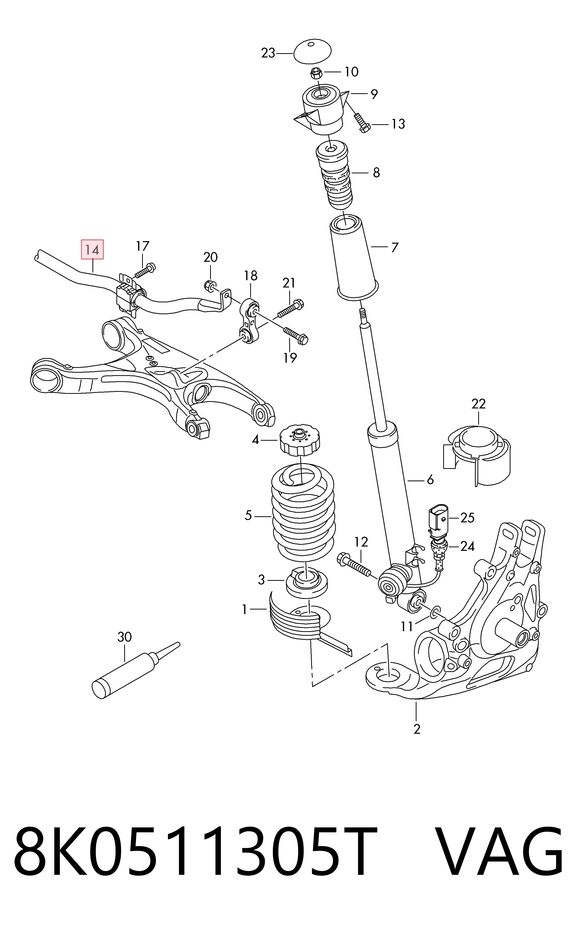 Stabilizator tylny Audi A5 Sportback hatchback (8TA) (2009 - 2017) cena, od 94,52 USD