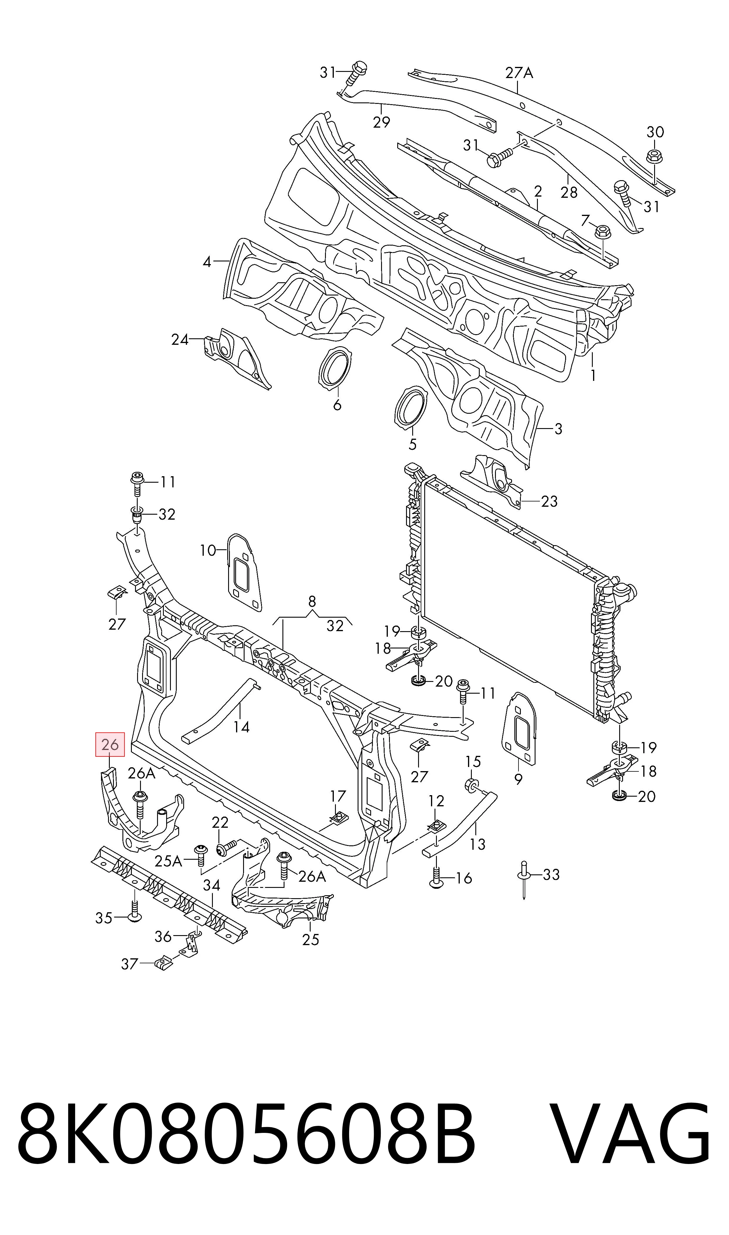 8K0805608B VAG Wspornik (adapter) mocowania reflektora przedniego prawego