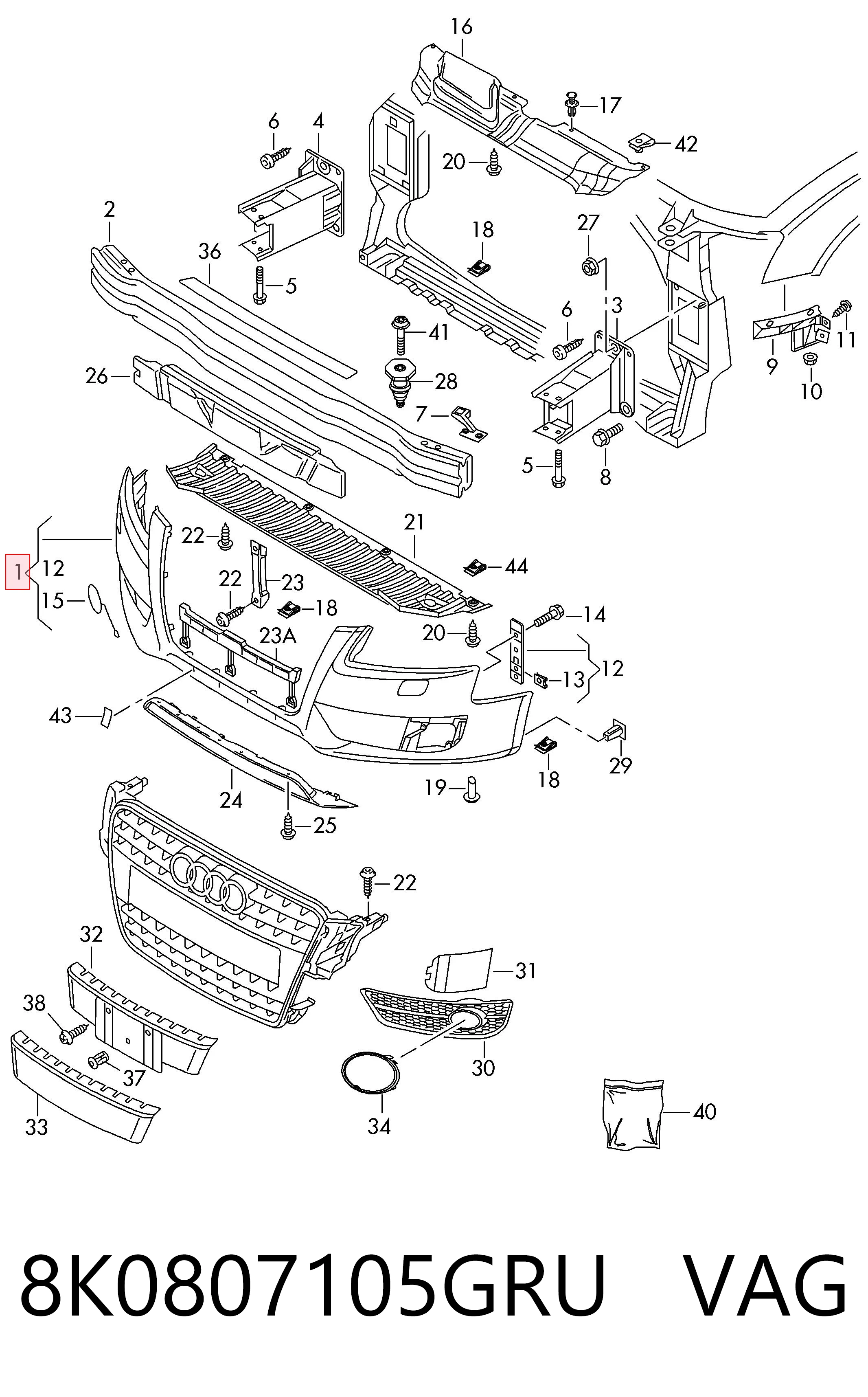 Zderzak przedni Audi A4 B8 sedana (8K2) (2007 - 2015) cena, od 94,19 USD