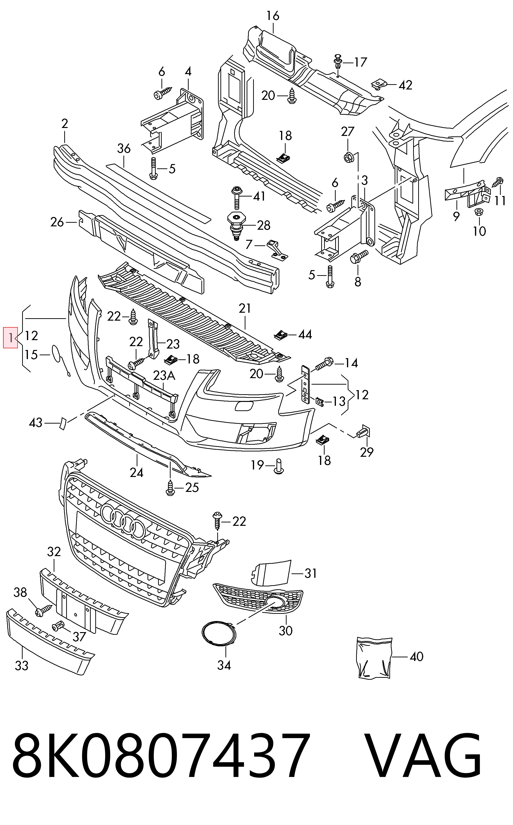 Do koszyka Zderzak przedni Audi A4 B8 8K2
