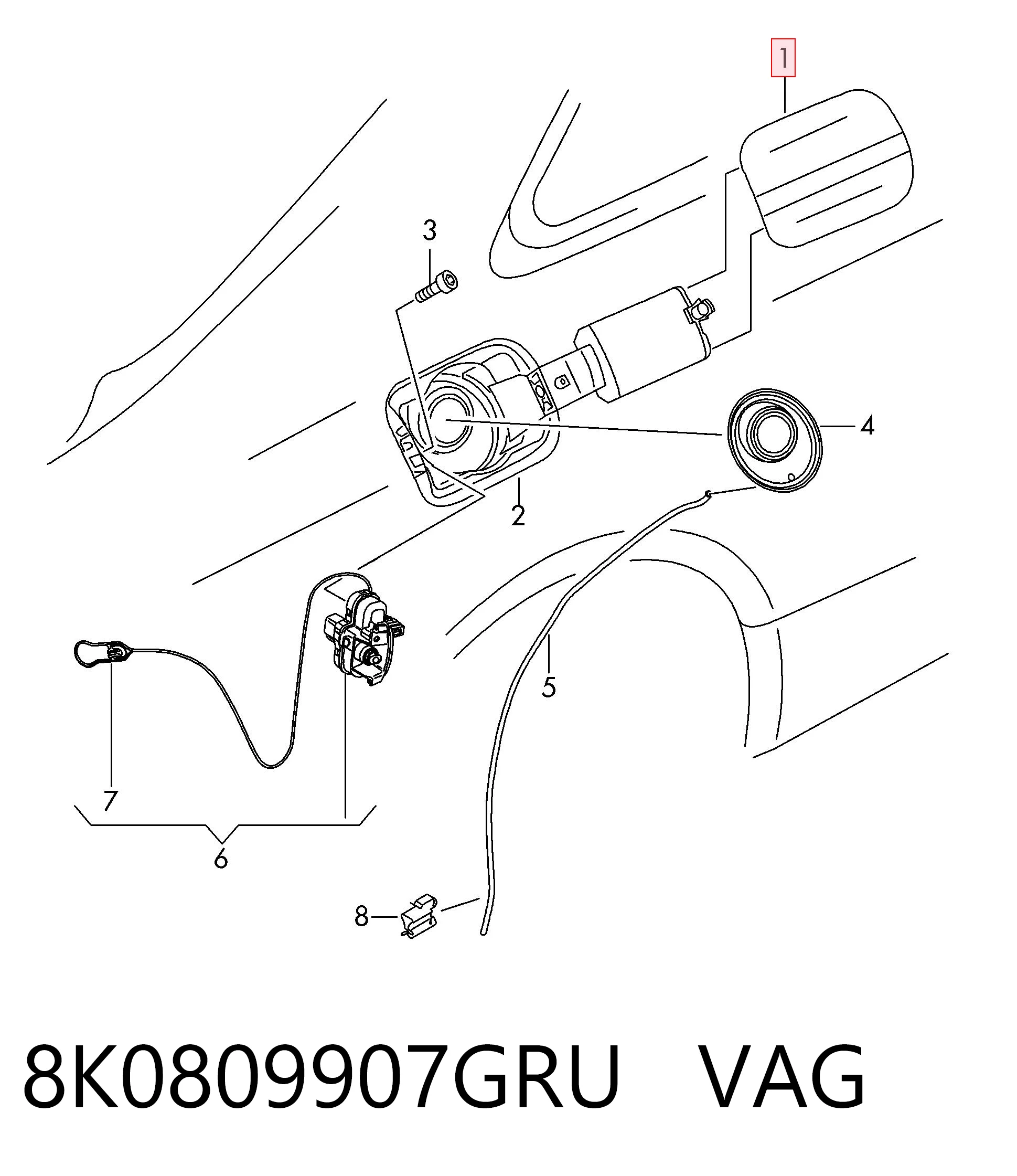 8K0809907GRU VAG Klapka wlewu paliwa