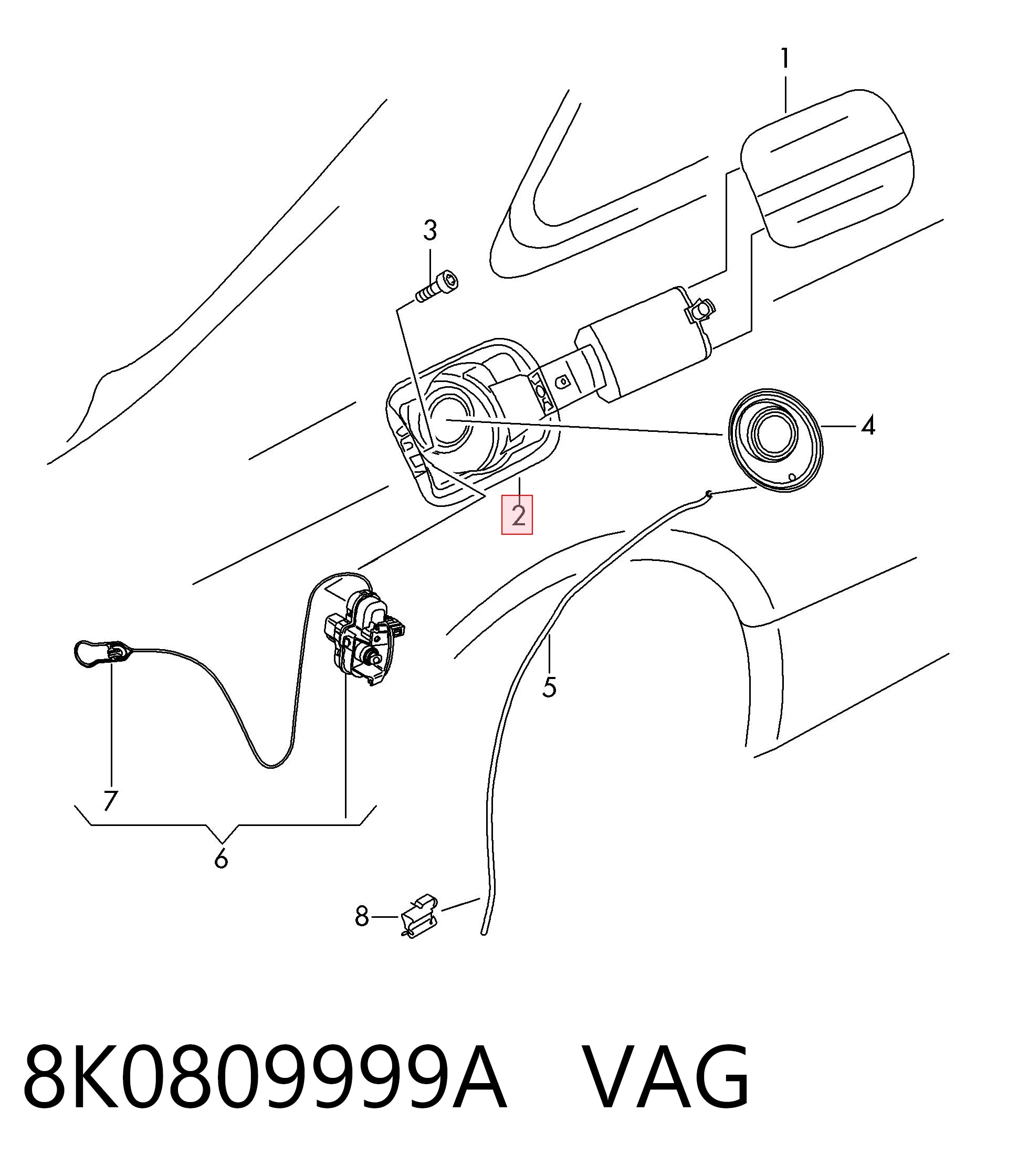 8K0809999A VAG Obudowa wlewu zbiornika paliwa
