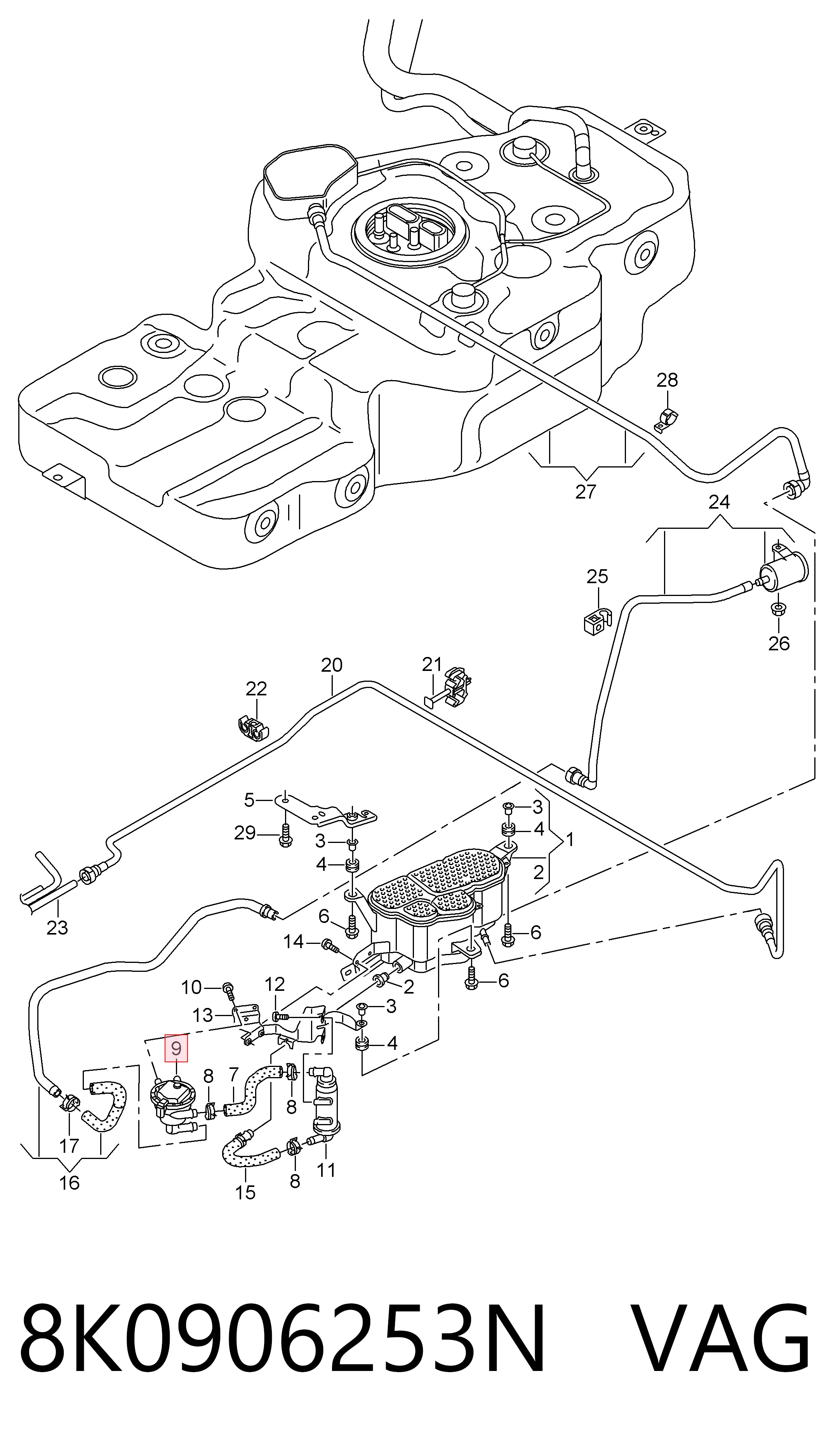 Zawór pochłaniacza oparów paliwa Audi A6 C7 sedana (4G2, 4GC) (2010 - 2019) cena, od 457,14 USD