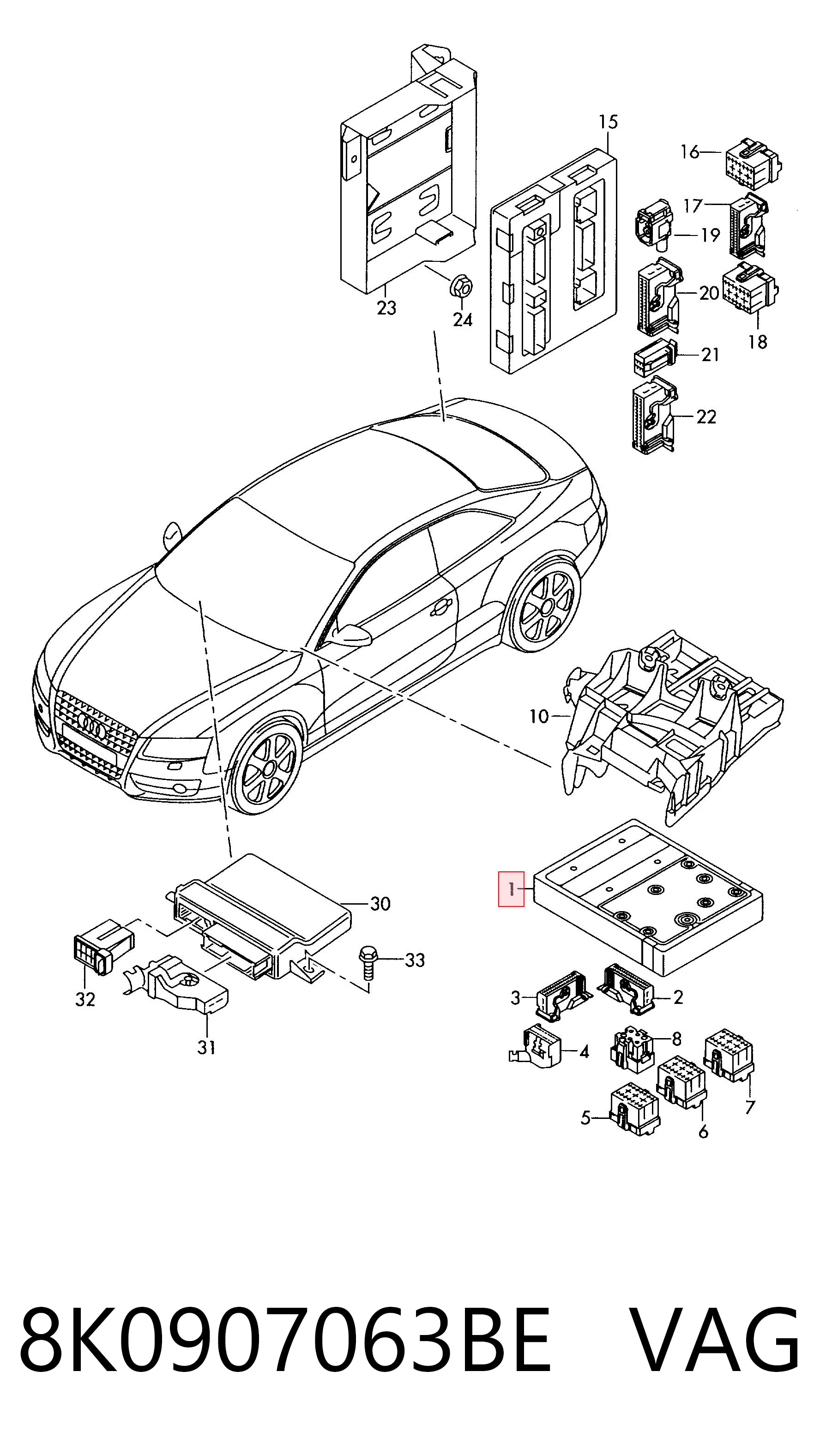 8K0907063BE VAG Sterownik instalacji elektrycznej wnętrza
