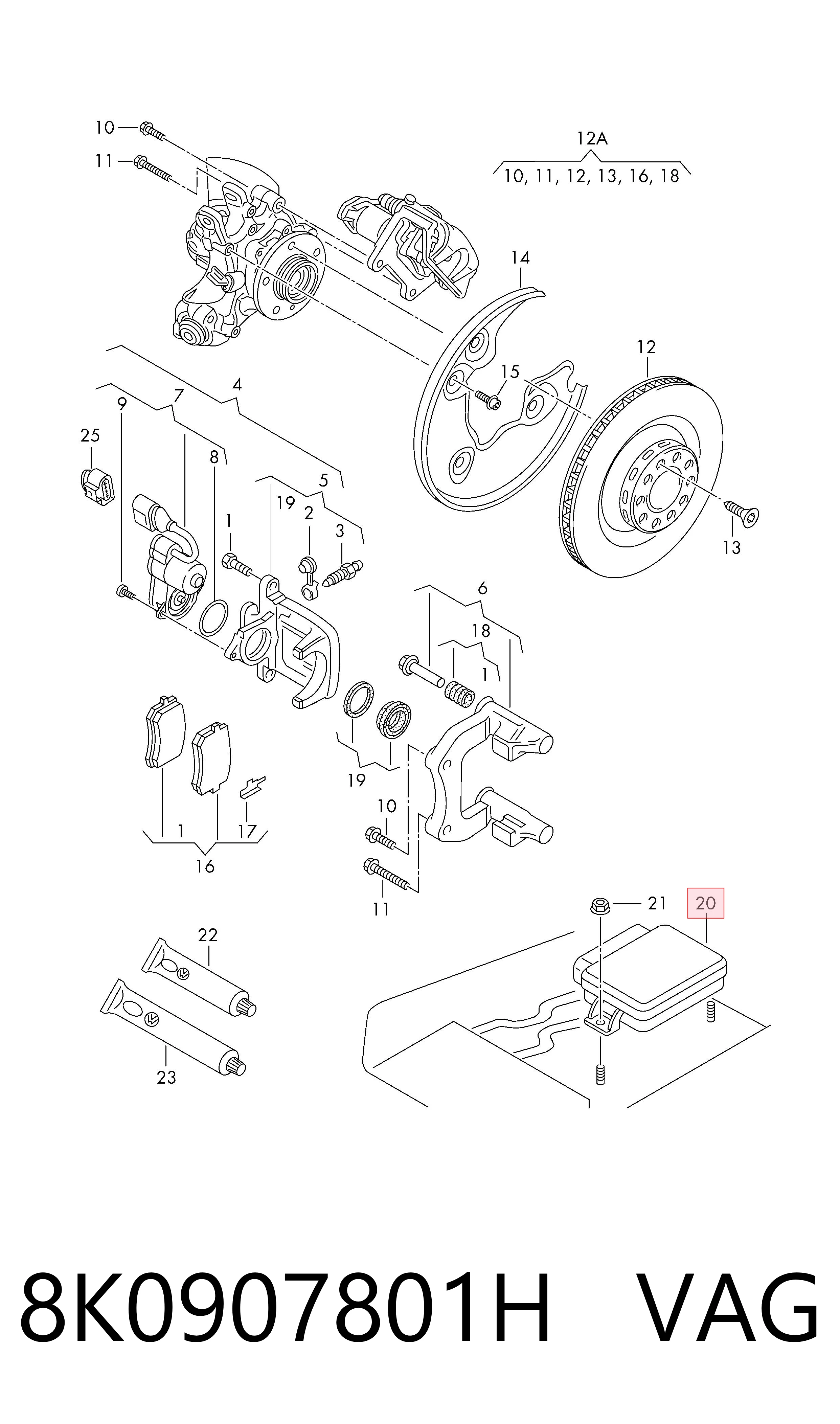 8K0907801H VAG Sterownik elektromechanicznego hamulca postojowego (ręcznego)