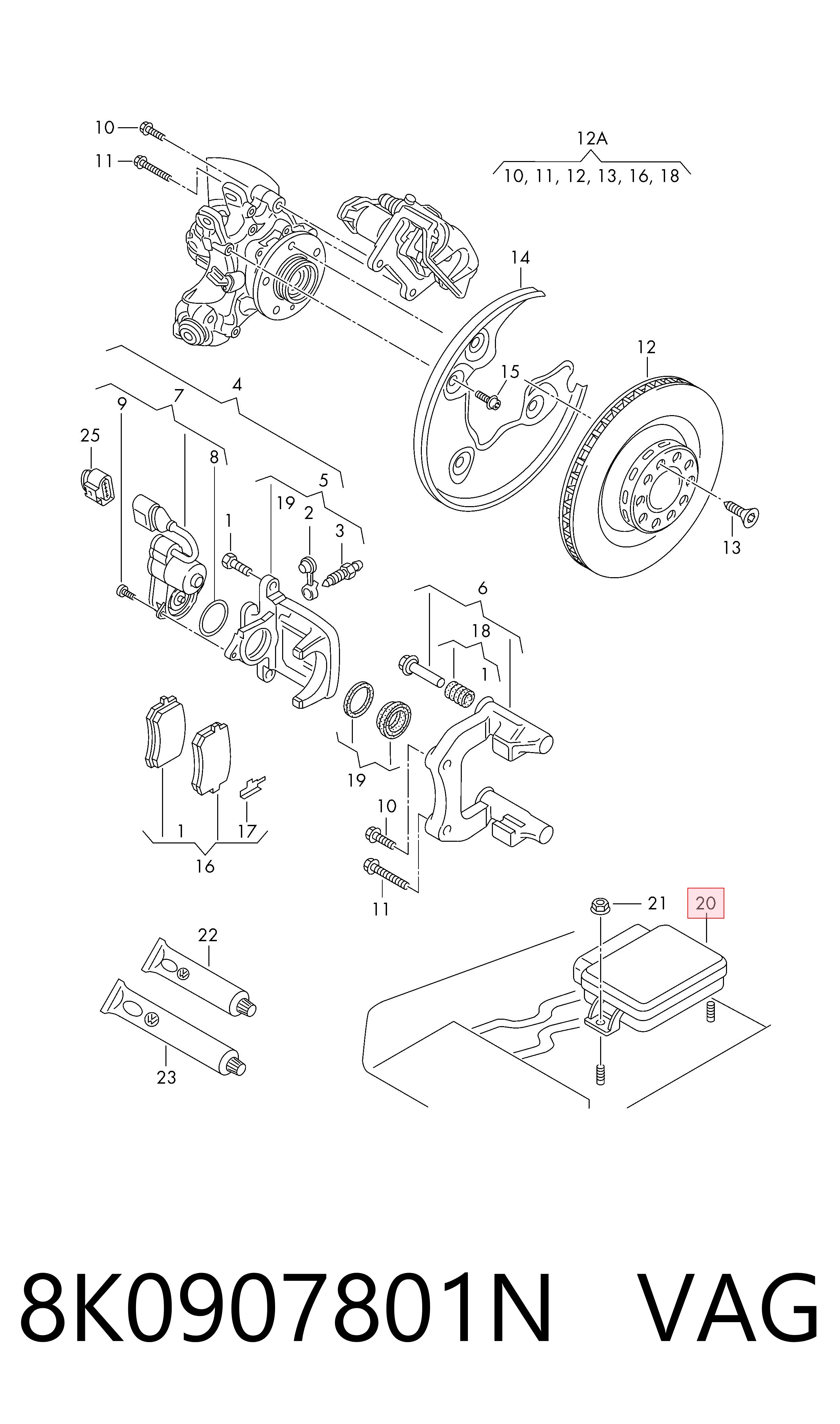 8K0907801N VAG Sterownik elektromechanicznego hamulca postojowego (ręcznego)