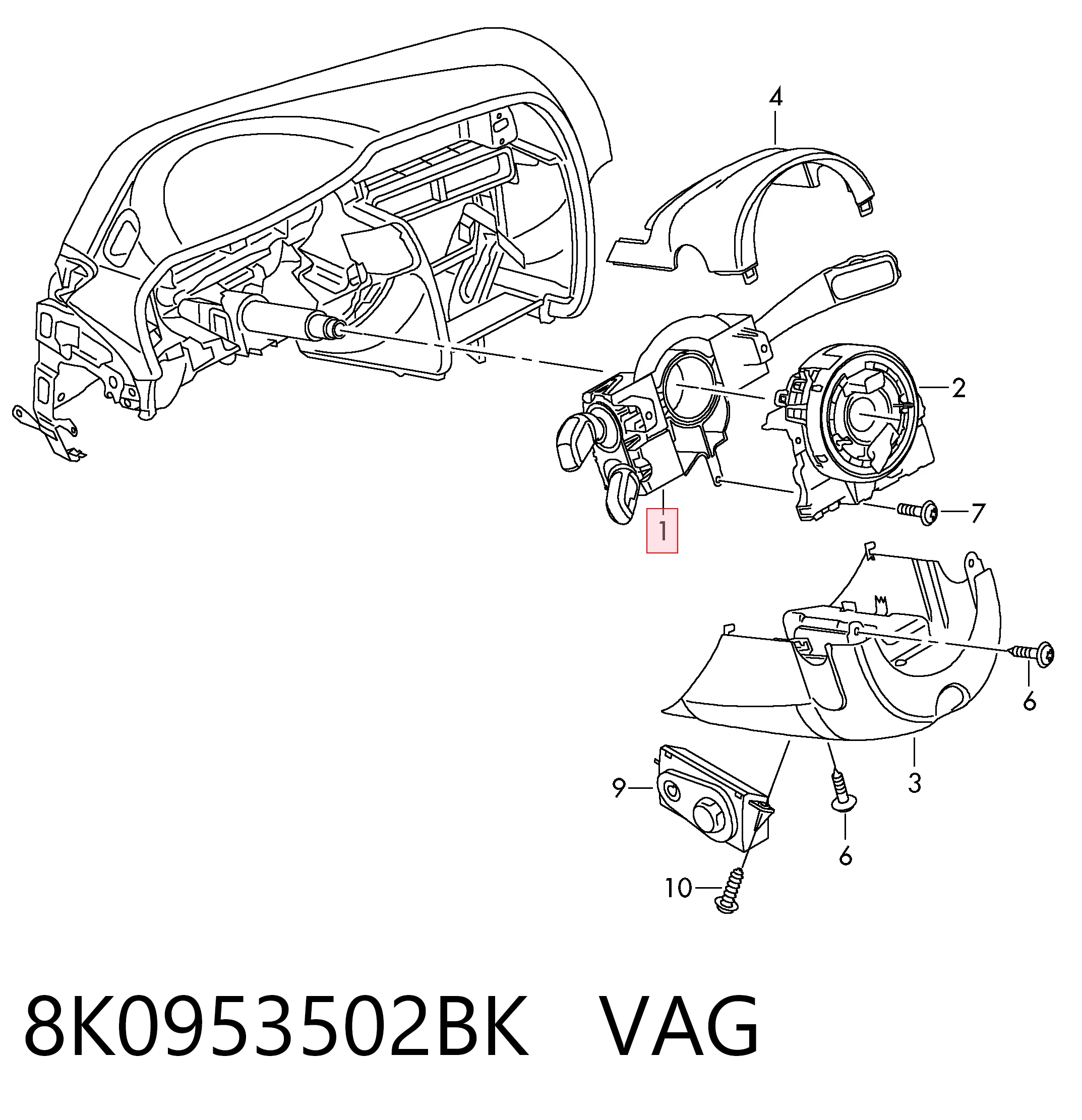 8K0953502BK VAG Przełącznik zespolony, w komplecie