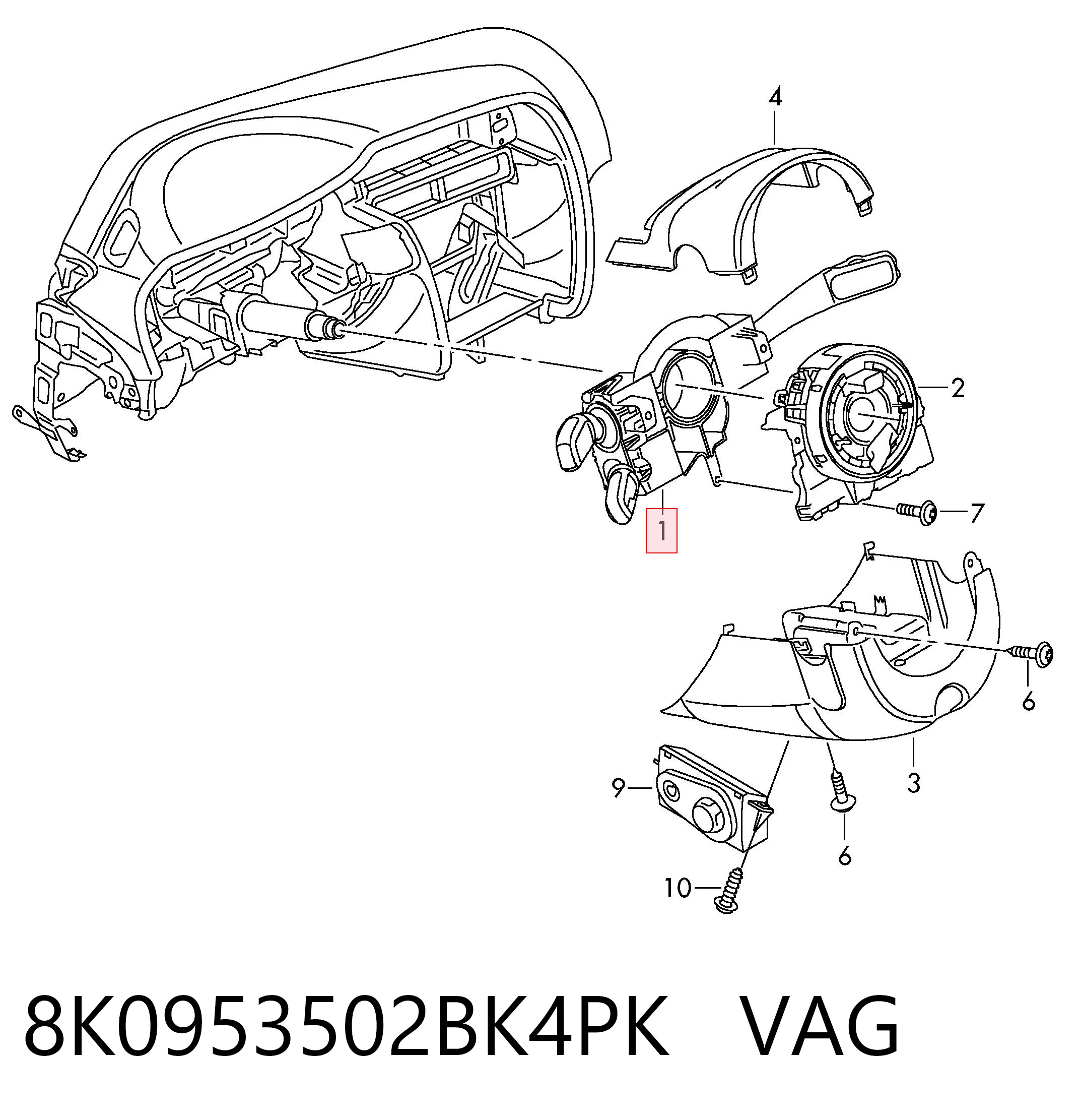 8K0953502BK4PK VAG Przełącznik zespolony, w komplecie