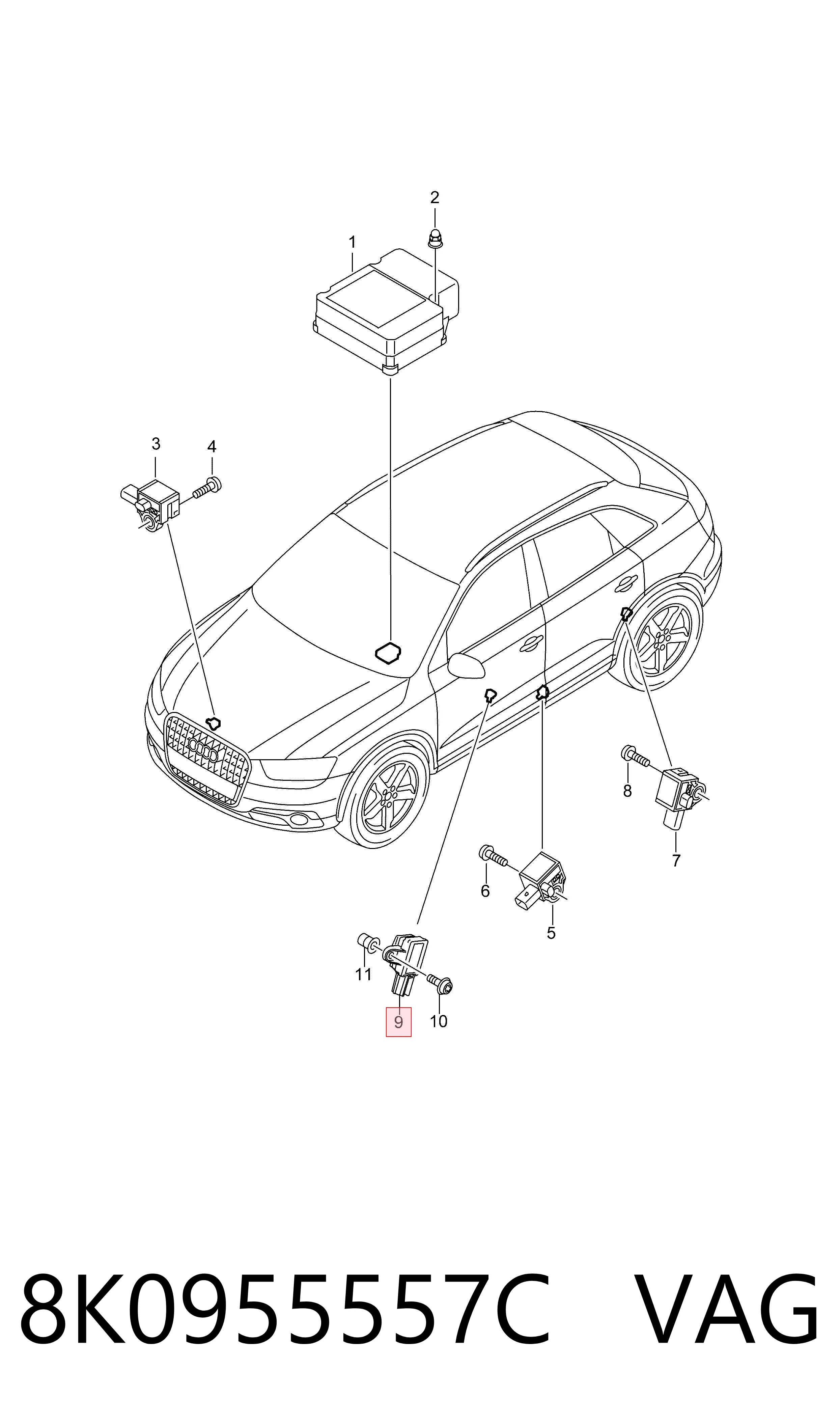 8K0955557C VAG Czujnik AIRBAG przedni