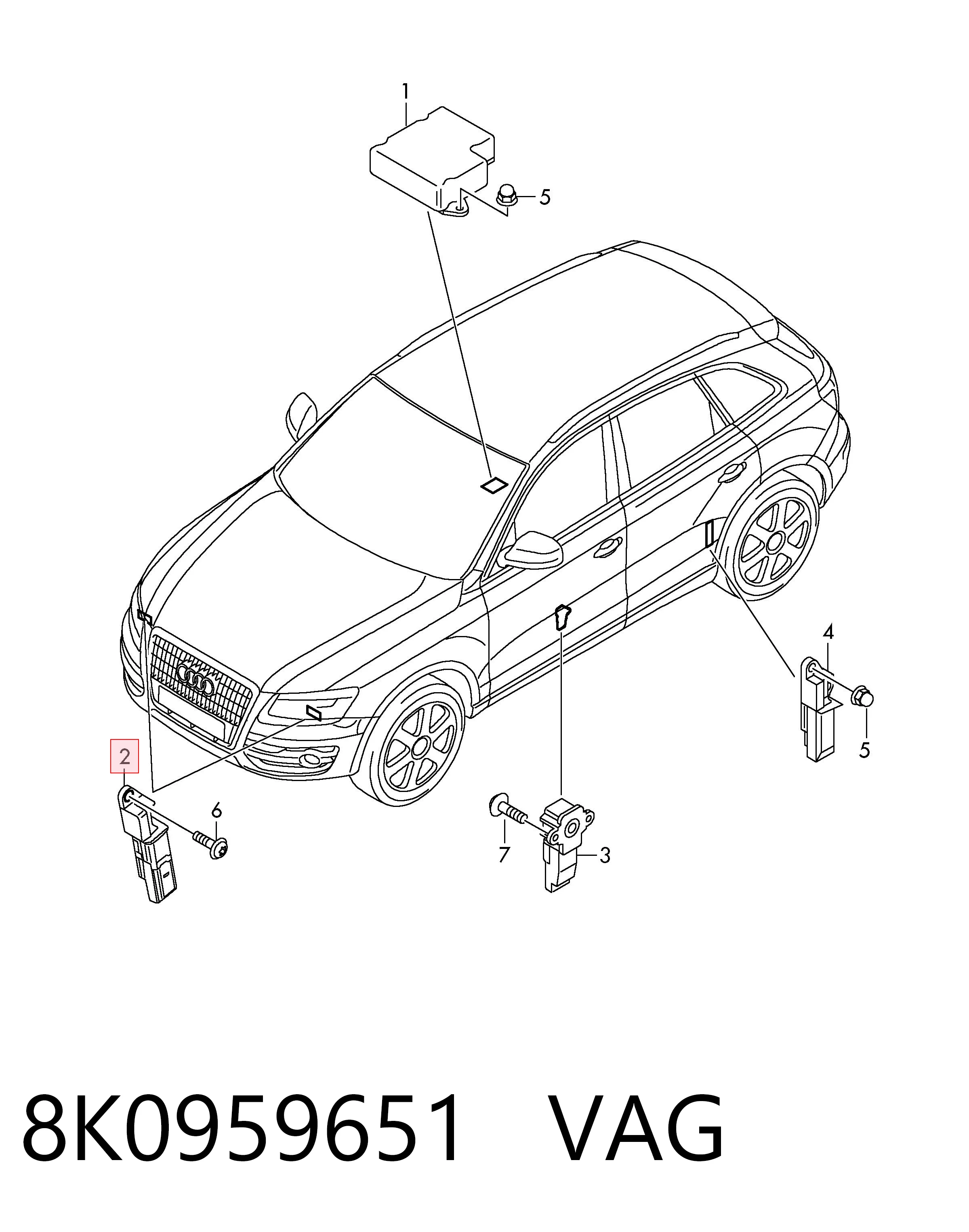 8K0959651 VAG Czujnik AIRBAG przedni