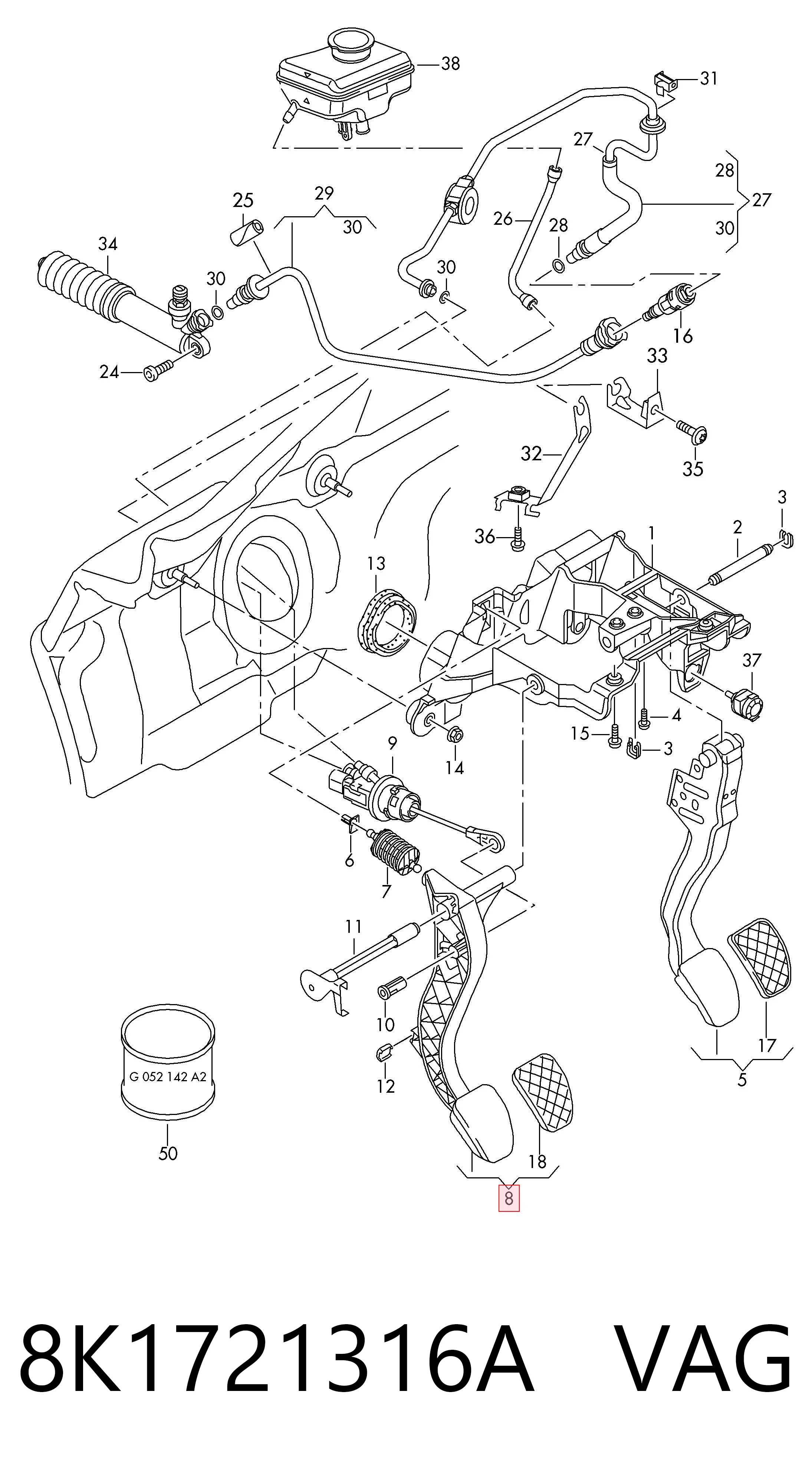 Pedał sprzęgła do Audi Q5  8RB