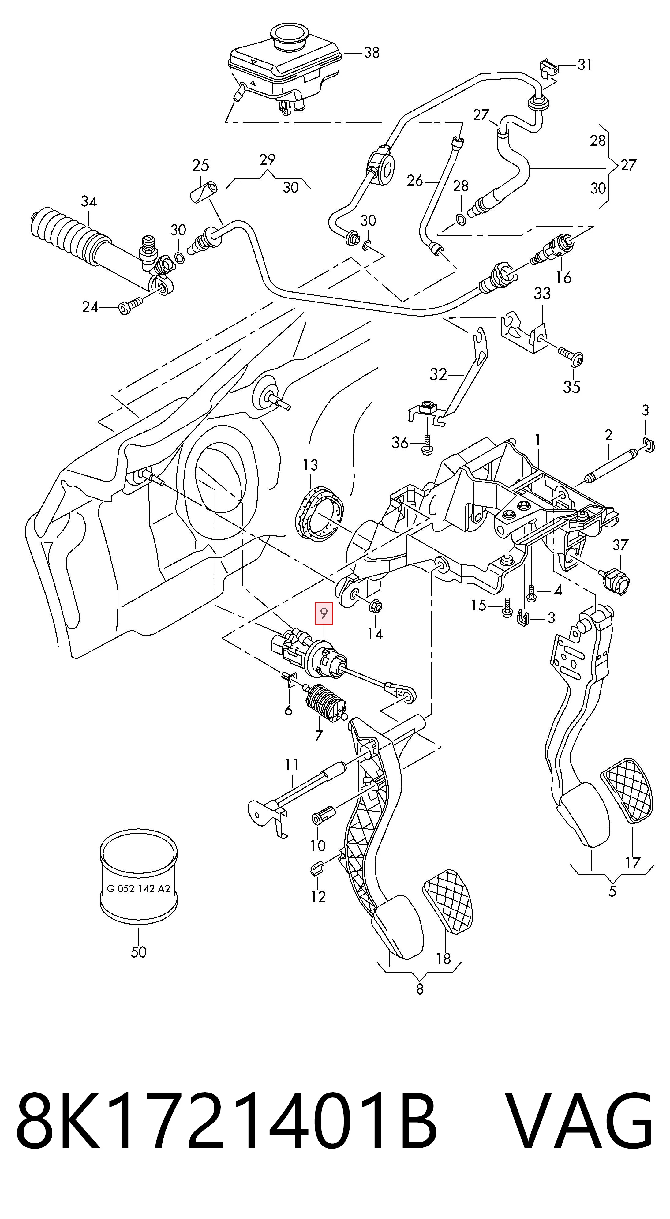 Do koszyka Cylinder sprzęgła główny Audi A6 C7 4G2, 4GC