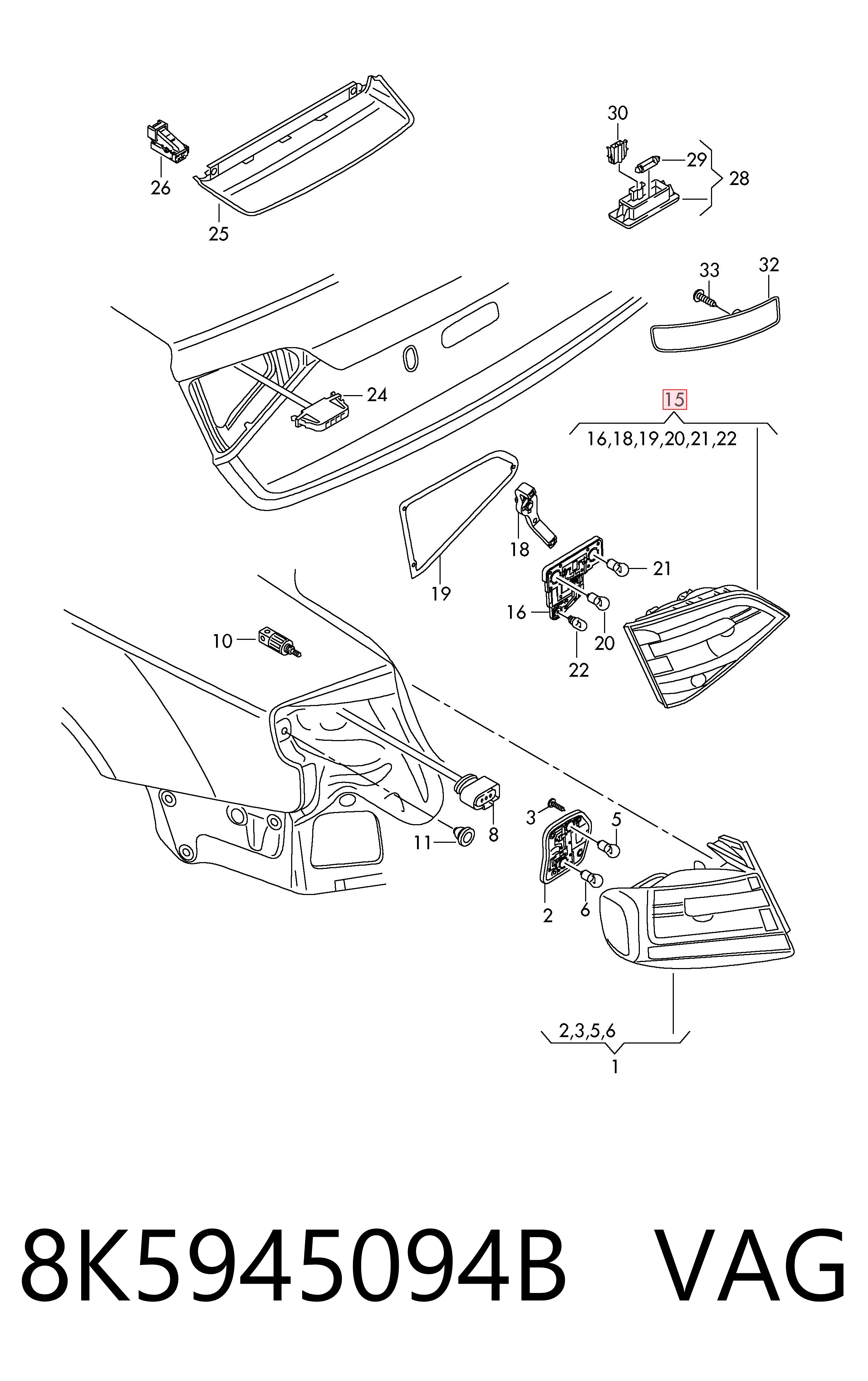 13128825 General Motors Lampa zespolona tylna prawa wewnętrzna