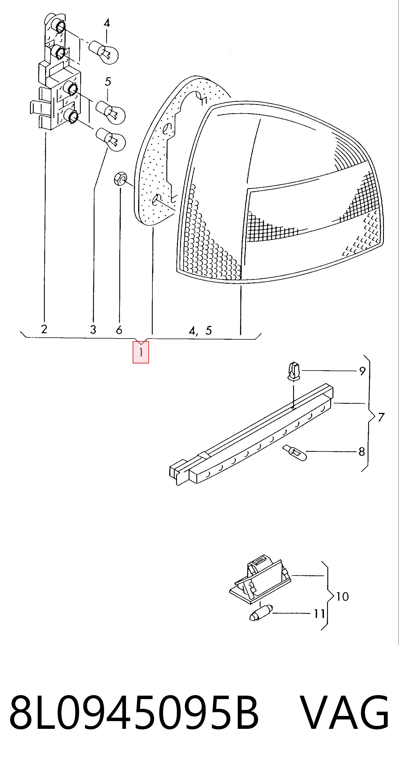  Lampa zespolona tylna lewa Audi A3 