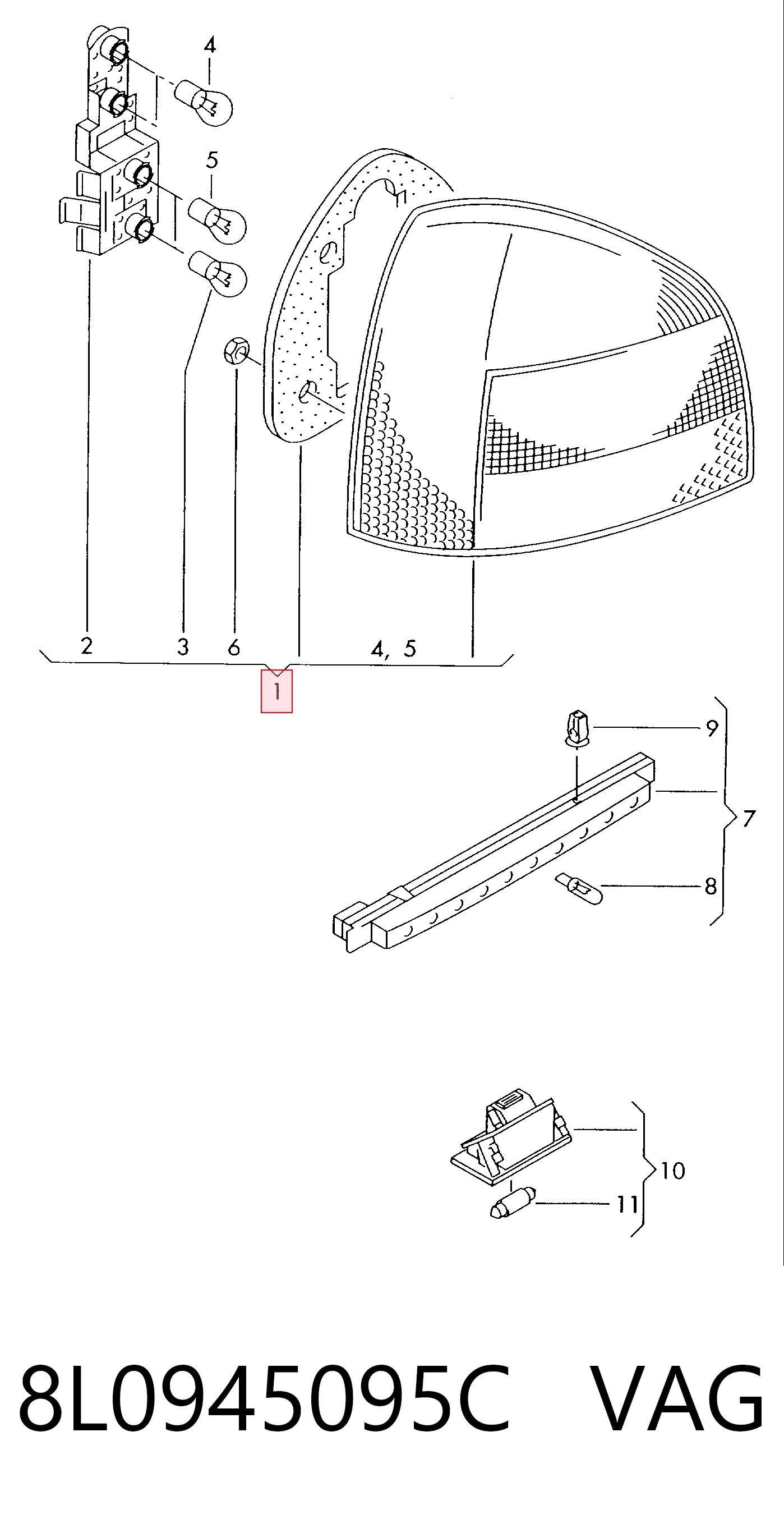 Lampa zespolona tylna lewa Audi A3 