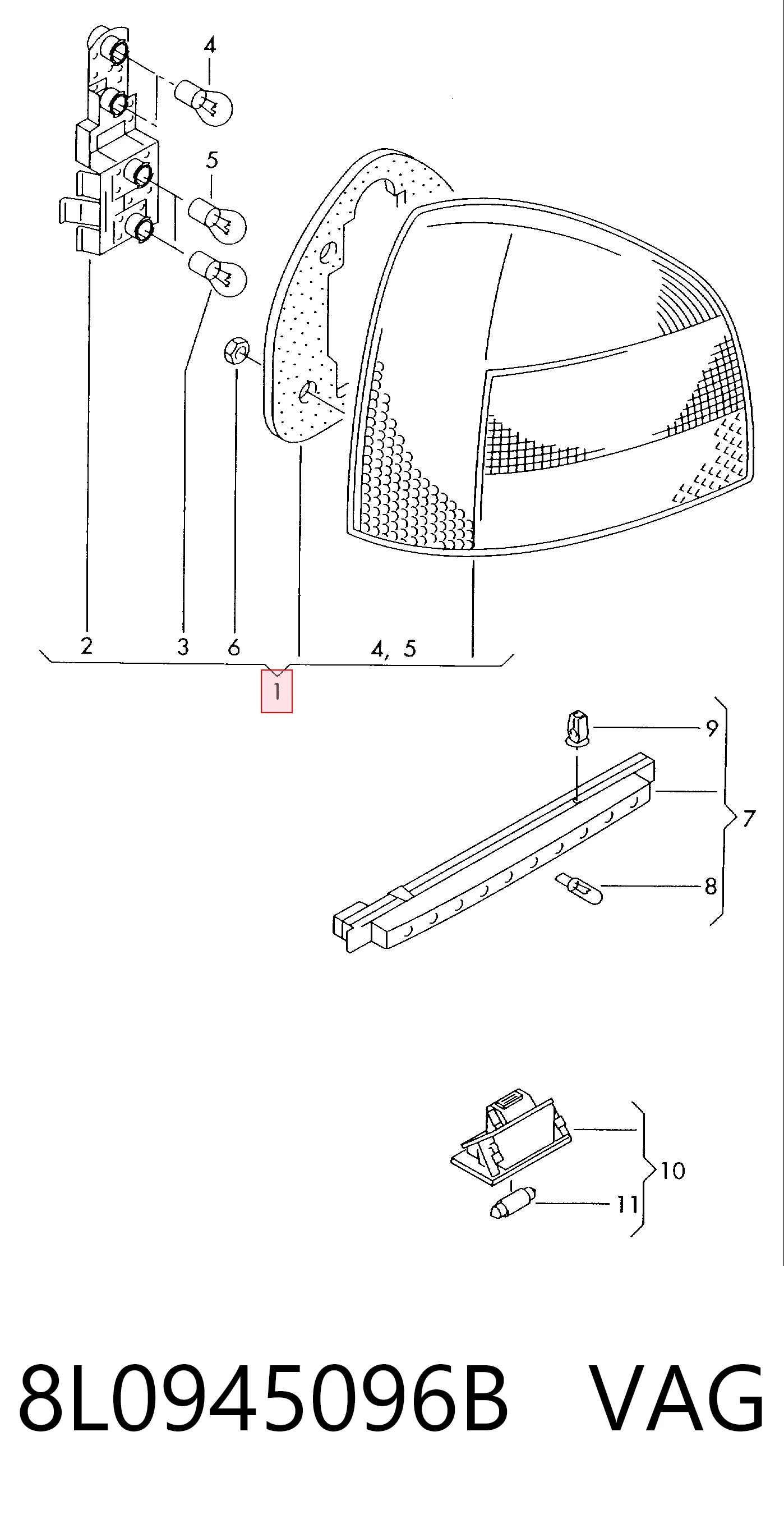 Lampa zespolona tylna prawa Audi A3 