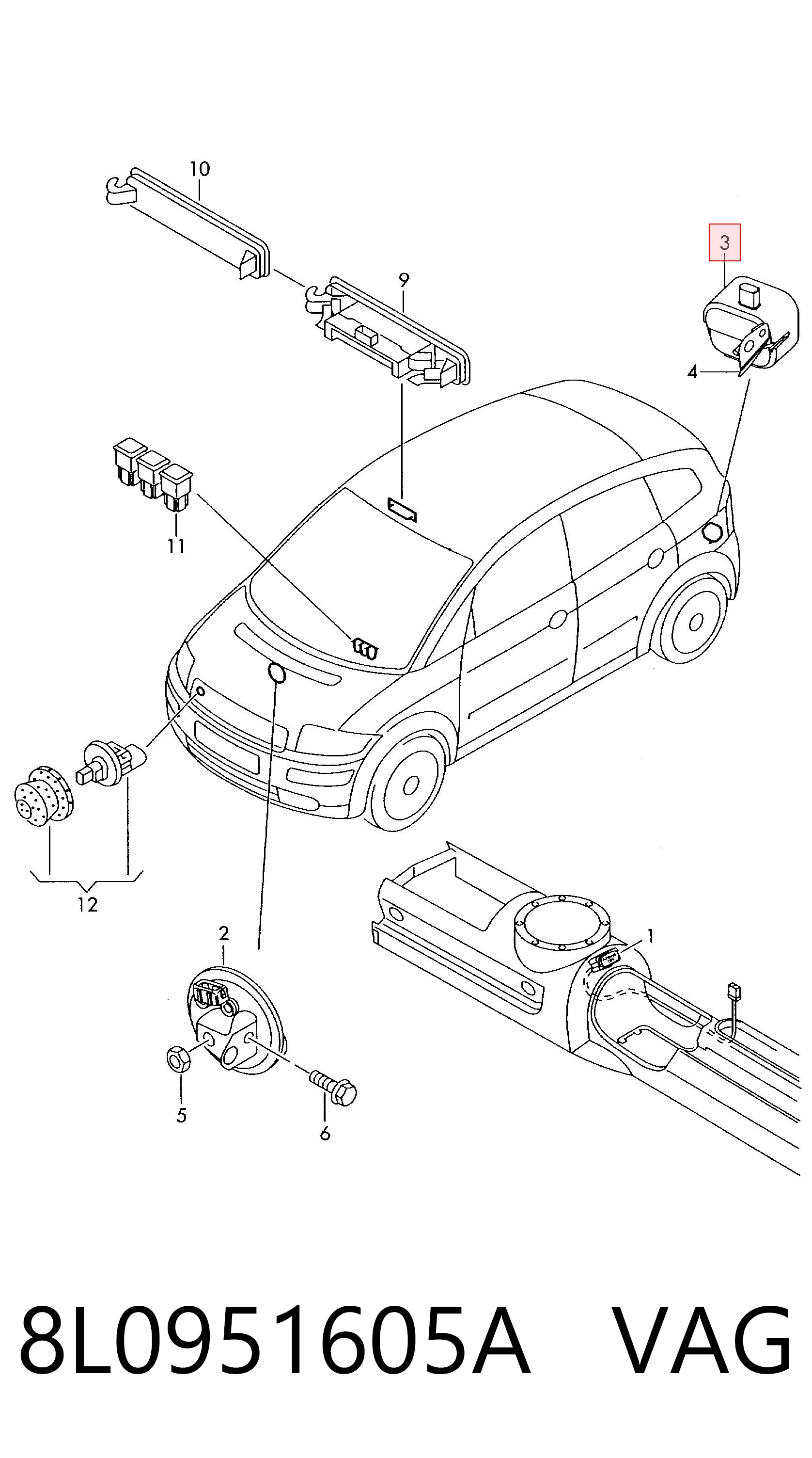 8L0951605A VAG Alarm systemu antynapadu