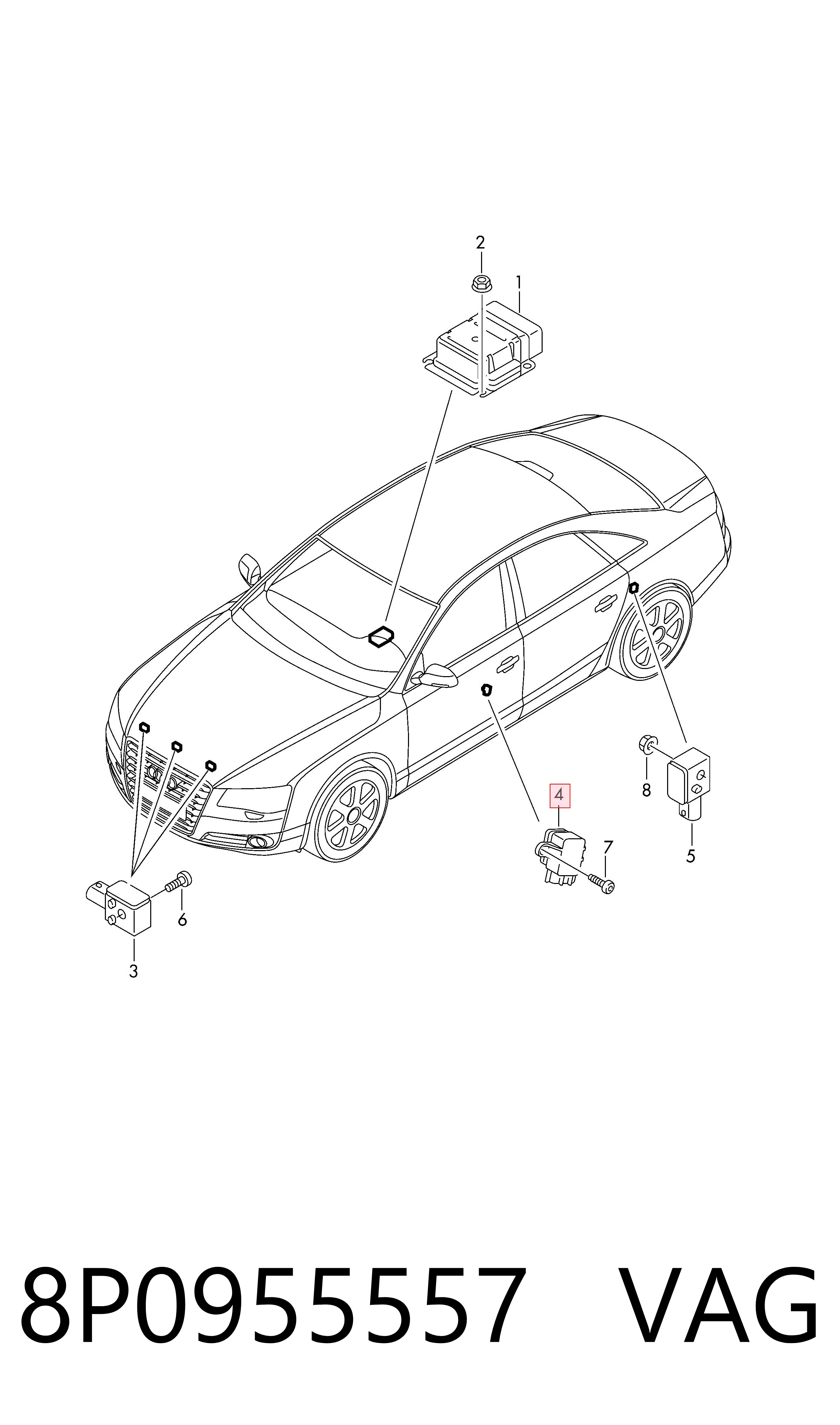 8P0955557 VAG Czujnik AIRBAG przedni