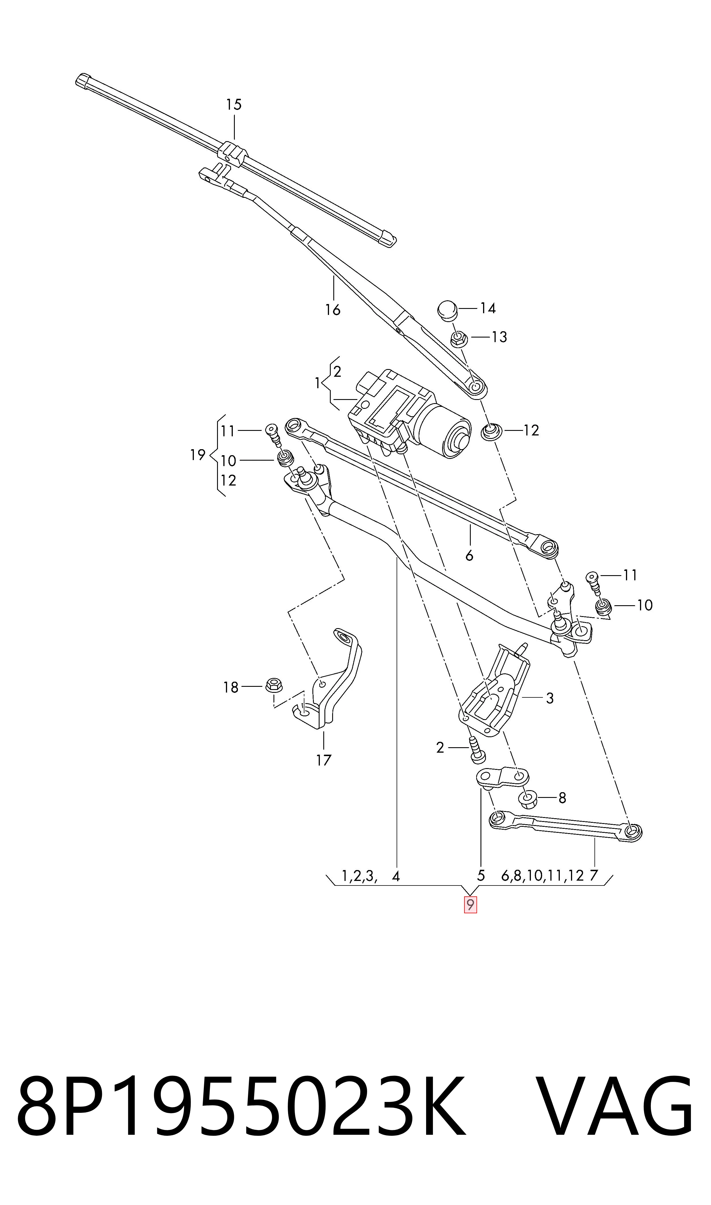 Mechanizm wycieraczek Audi A3 