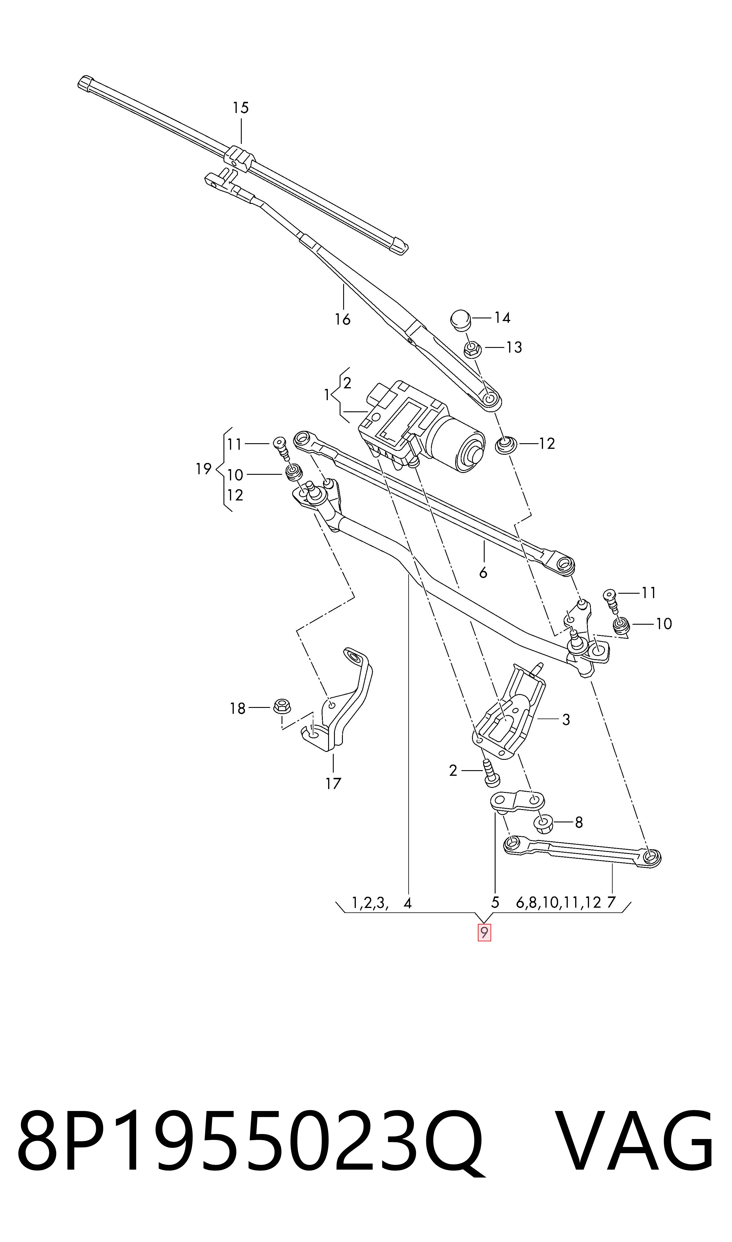 Mechanizm wycieraczek Audi A3 hatchback (8P1) (2003 - 2012) cena, od 119,75 USD
