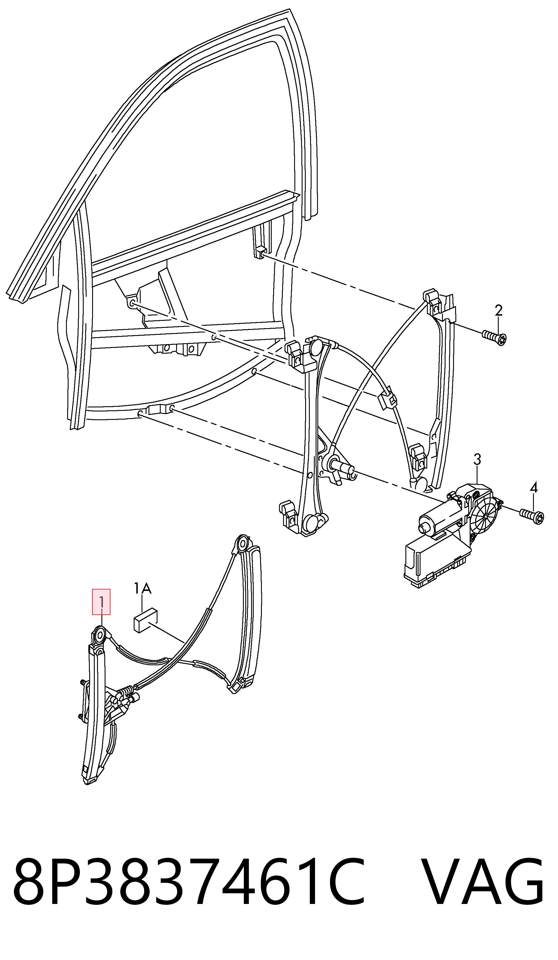 Mechanizm podnoszenia szyby drzwi przednich lewych VAG 8P3837461C cena, od 46,54 USD