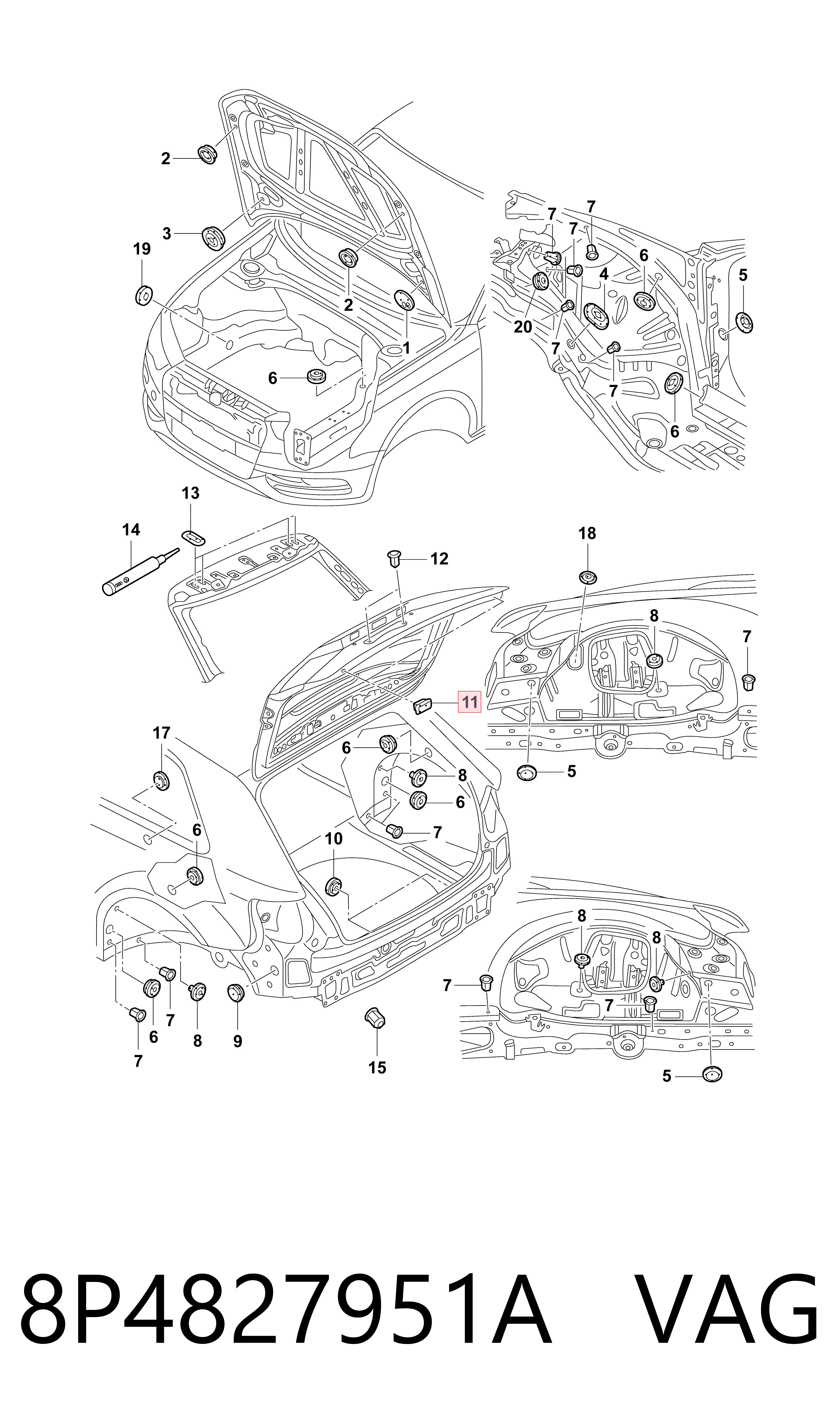 Wkładka dna nadwozia Audi Q7 SUV (4MB, 4MG, 4MQ) (2015 - 2026) cena, od 3,28 USD