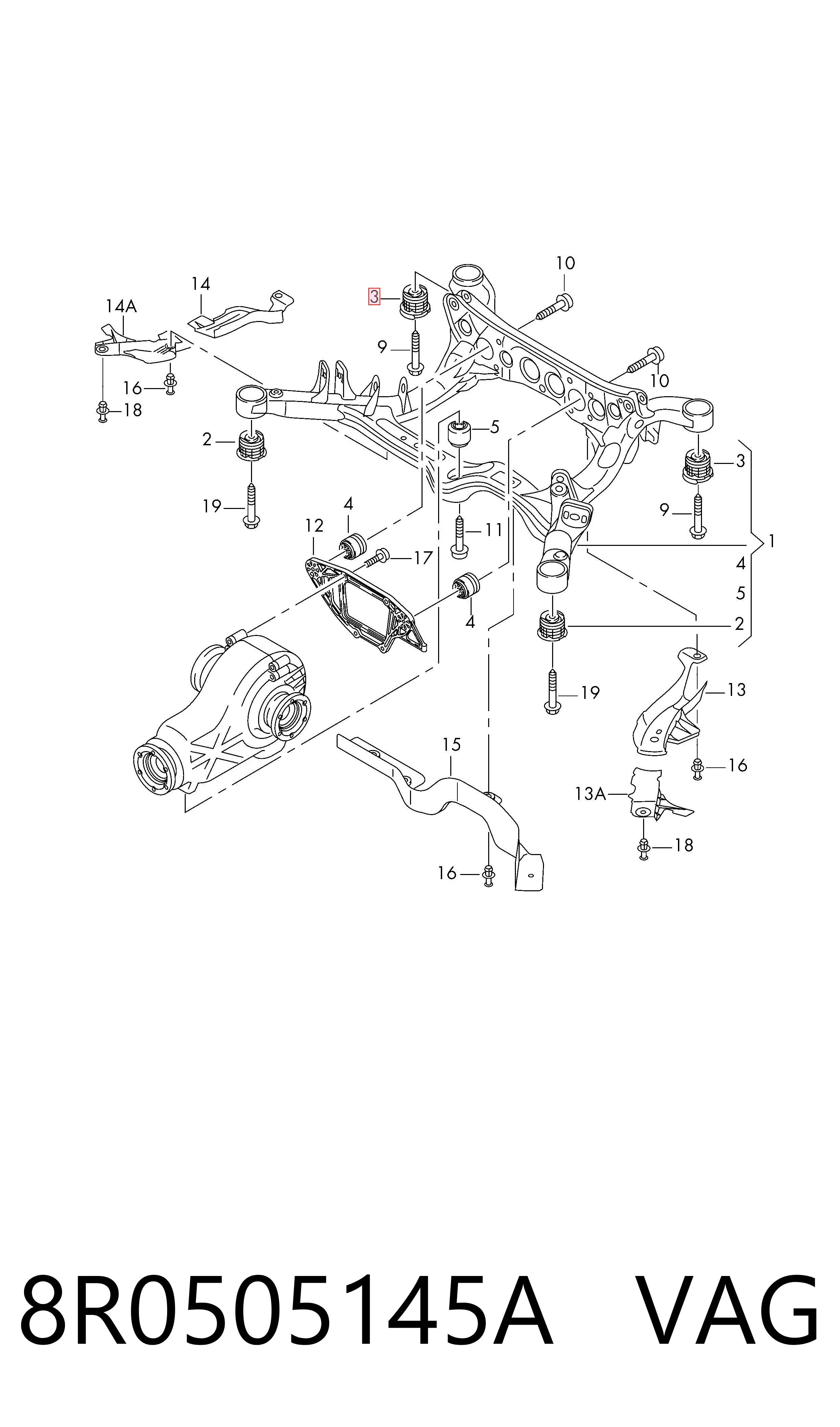8R0505145A VAG Silentblock tylnej belki