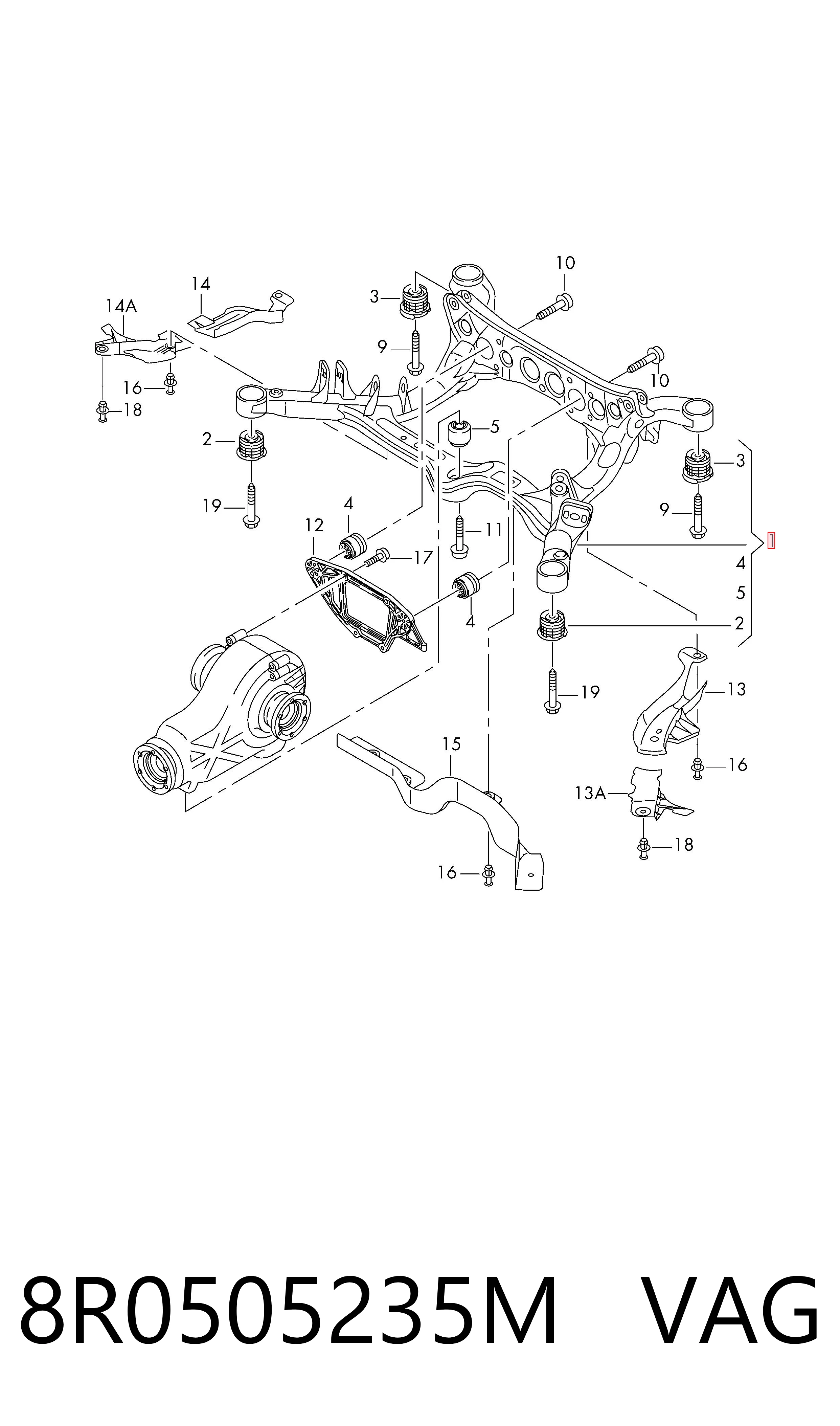 Korpus osi tylnej do Audi Q5  8RB